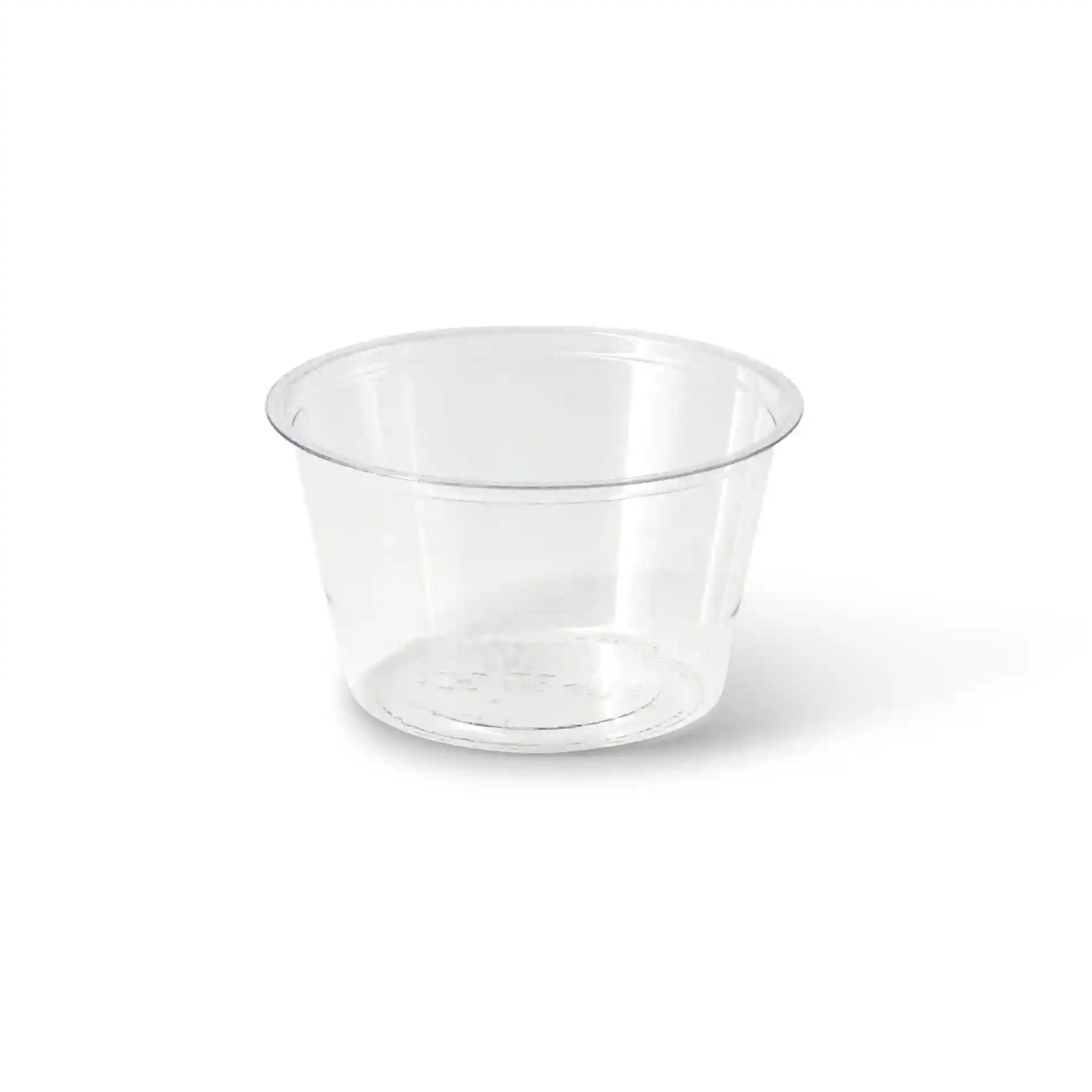 Gobelet en PLA transparent de 70 mm de diamètre et 40 mm de hauteur, pouvant contenir jusqu'à 80 ml.