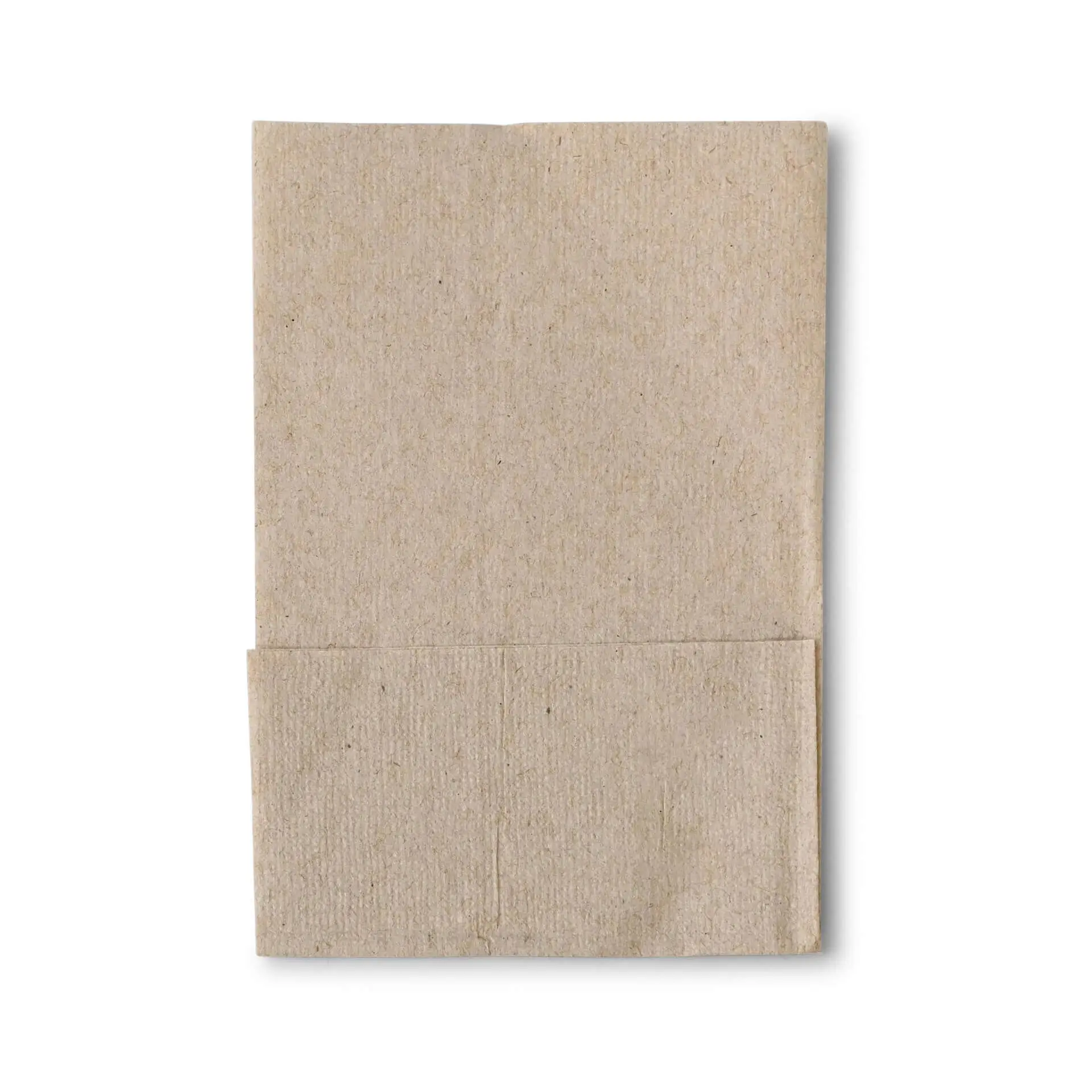 Serviette rectangulaire non blanchie en rPaper, mesurant 12 x 8,5 cm, avec un design plié.