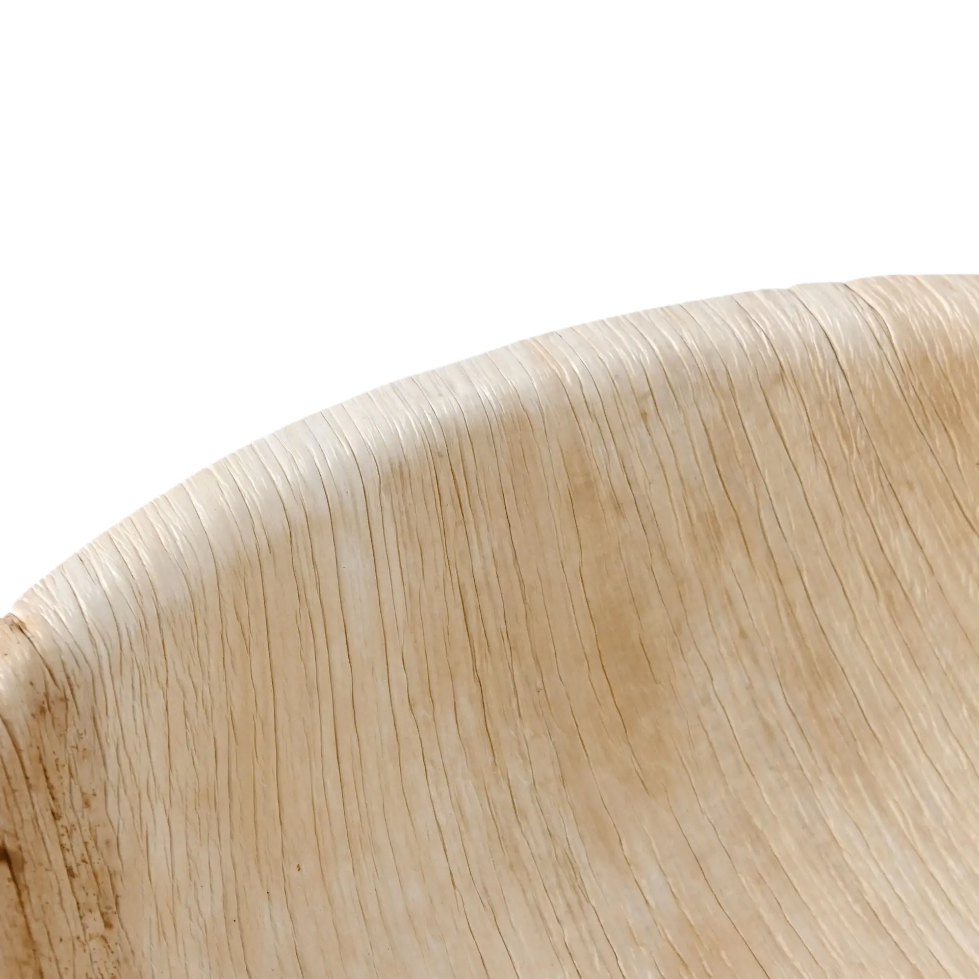 Bol rond en feuille de palmier d'un diamètre de 30 cm, avec une texture naturelle et adapté à divers types d'aliments.