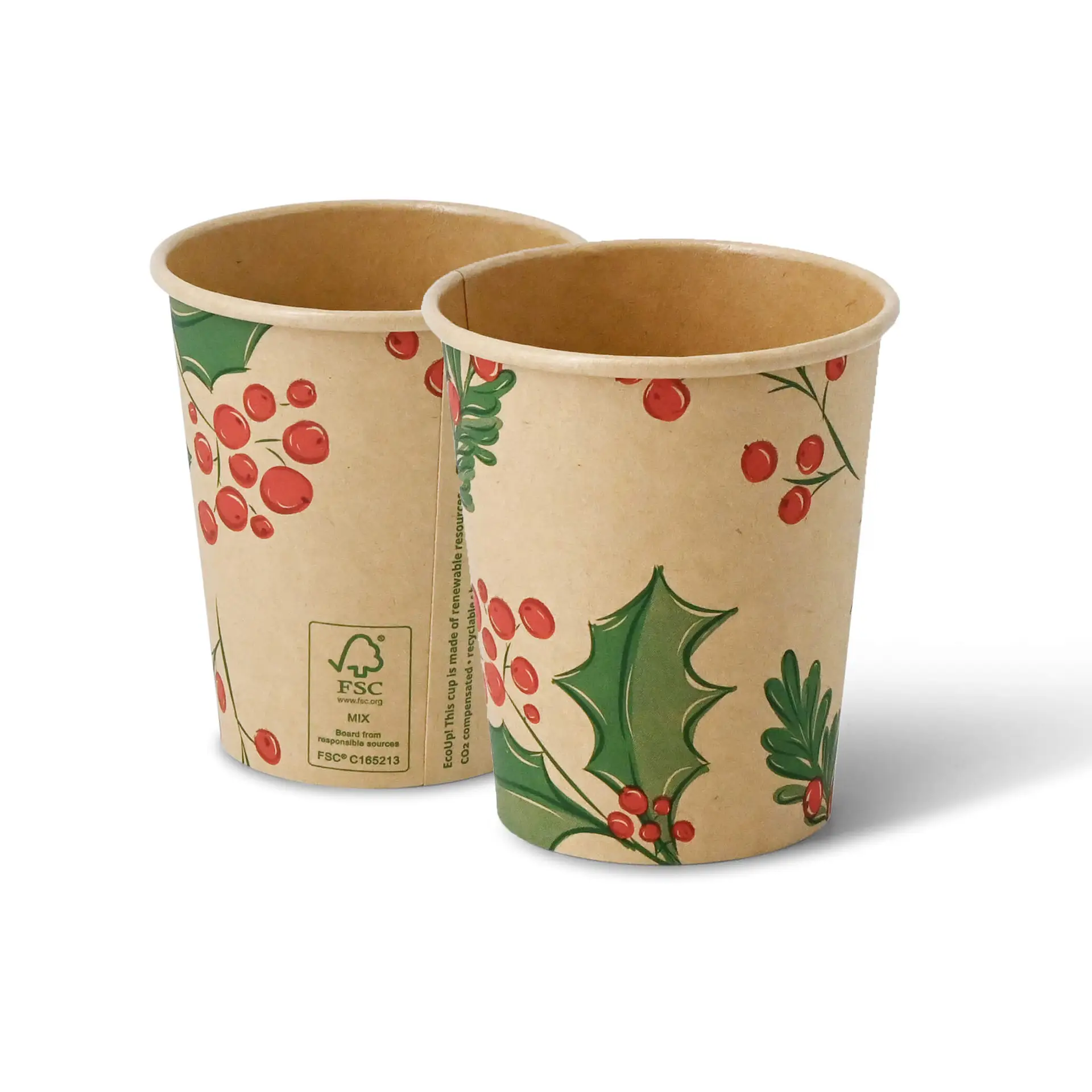 Gobelet en carton hiver non blanchi "Branches" 200 ml / 8 oz, Ø 80 mm
