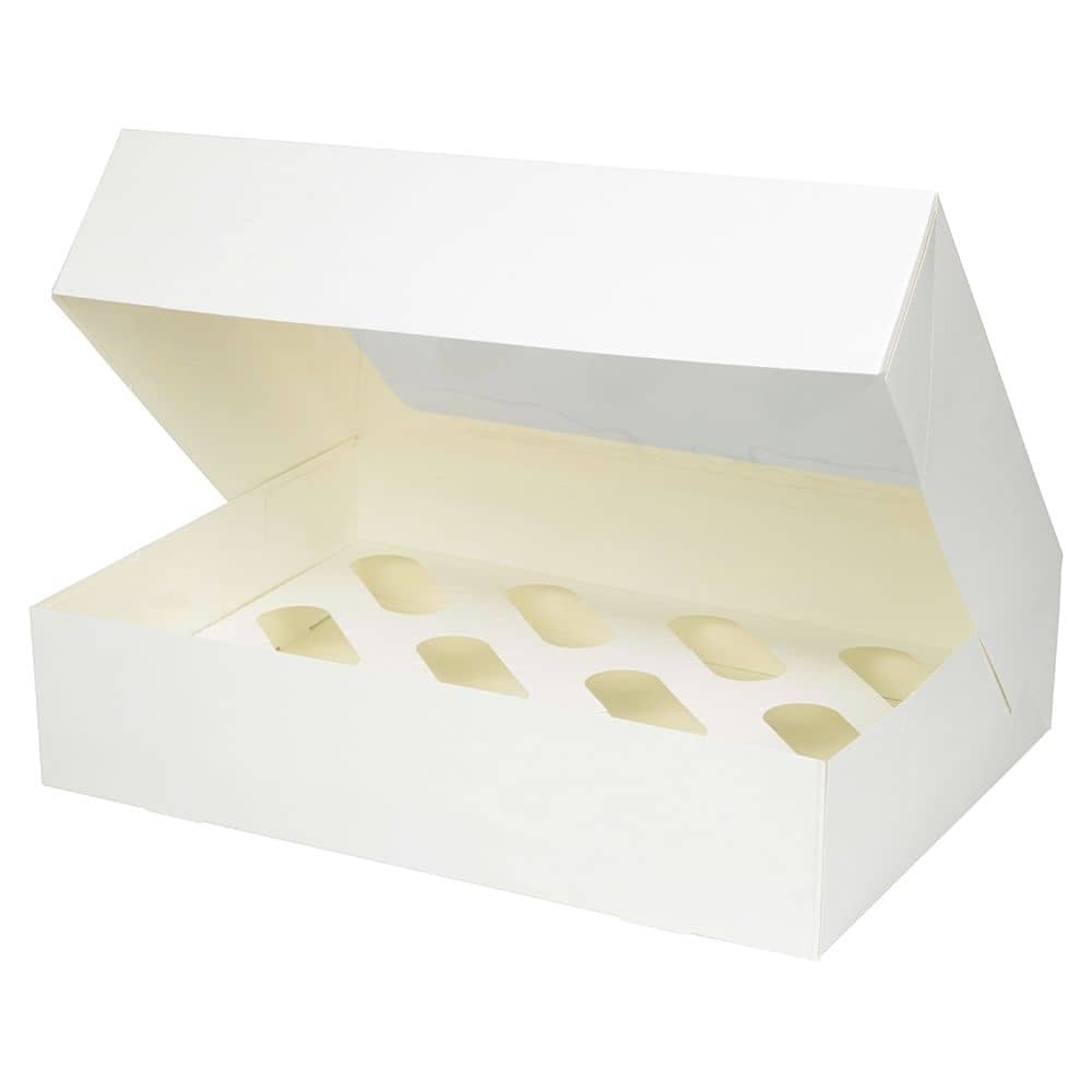 Emartbuy Lot de 12 boîtes en carton kraft pour cupcakes et muffins avec fenêtre transparente 