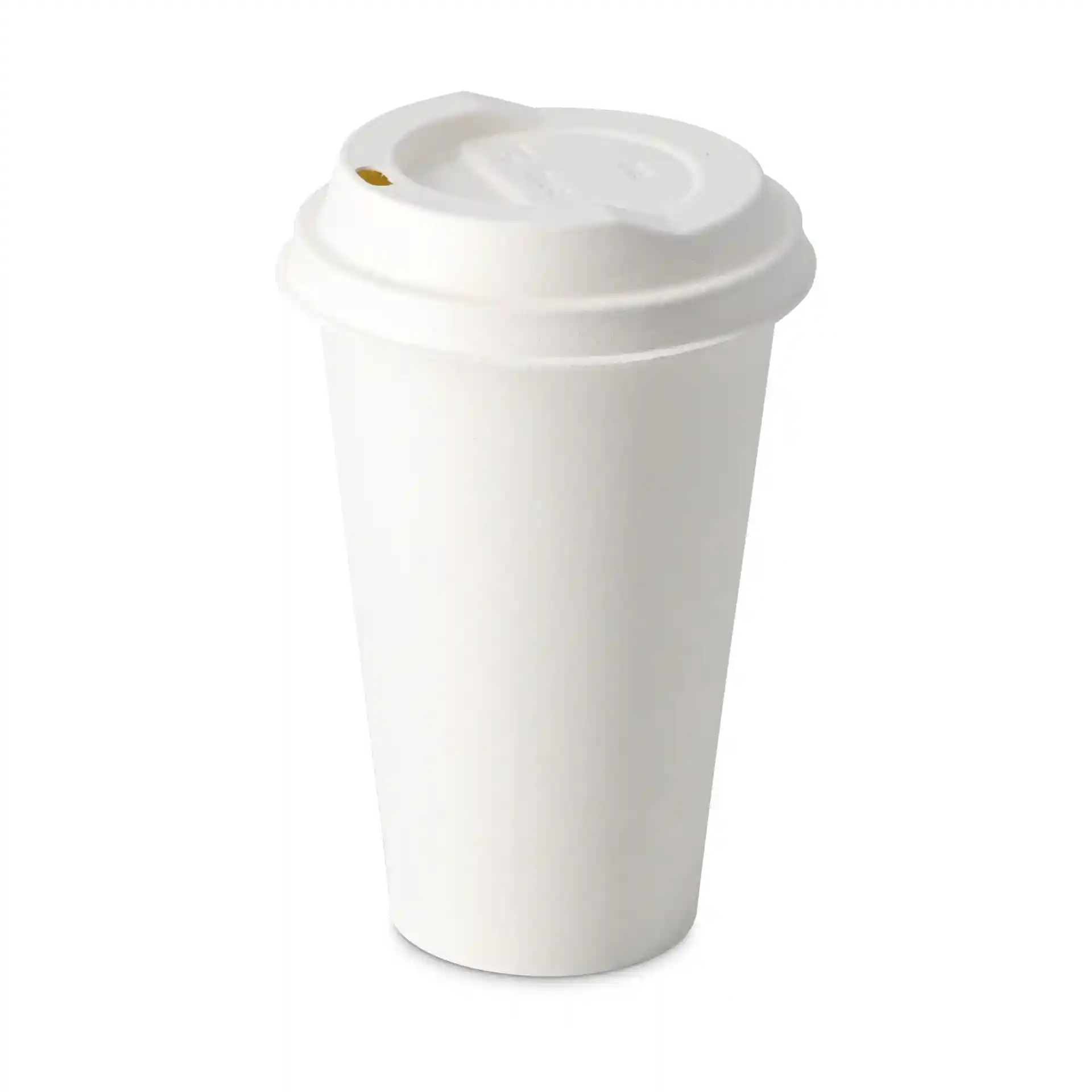 Gobelet en papier blanc à paroi simple, capacité de 400 ml, avec un couvercle à petite ouverture.