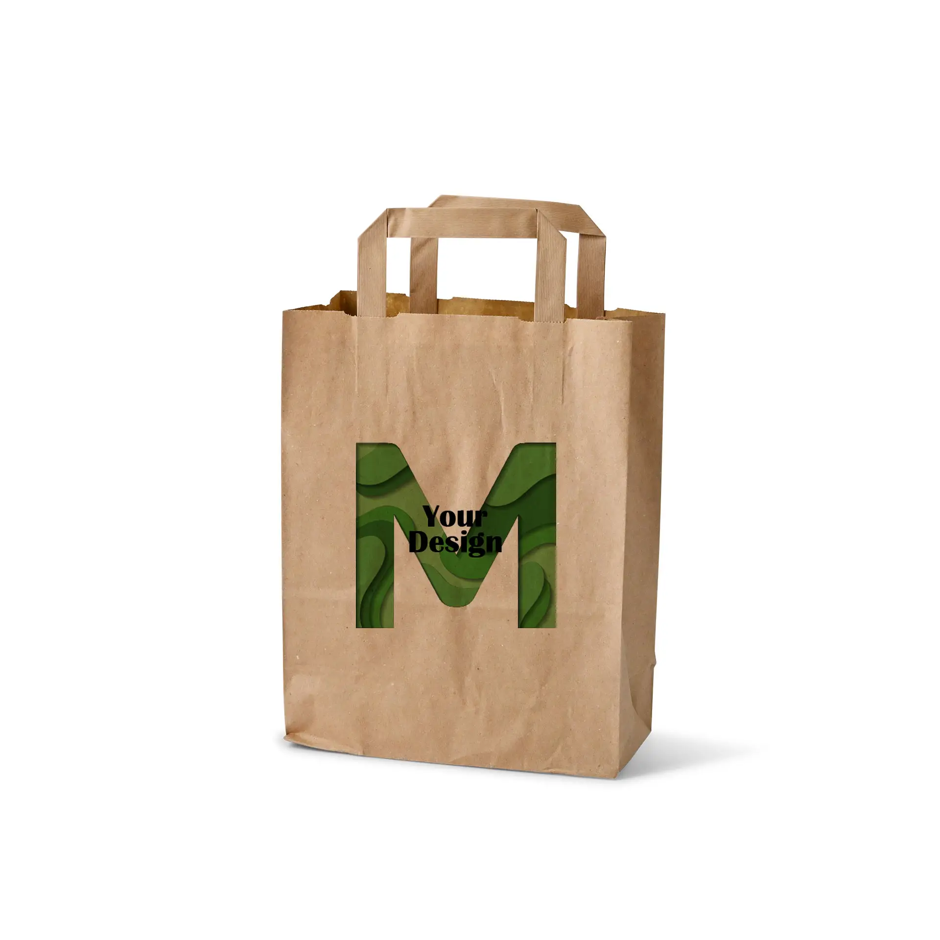 Sacs en papier personnalisés, marron, M - 22 x 10 x 28 cm