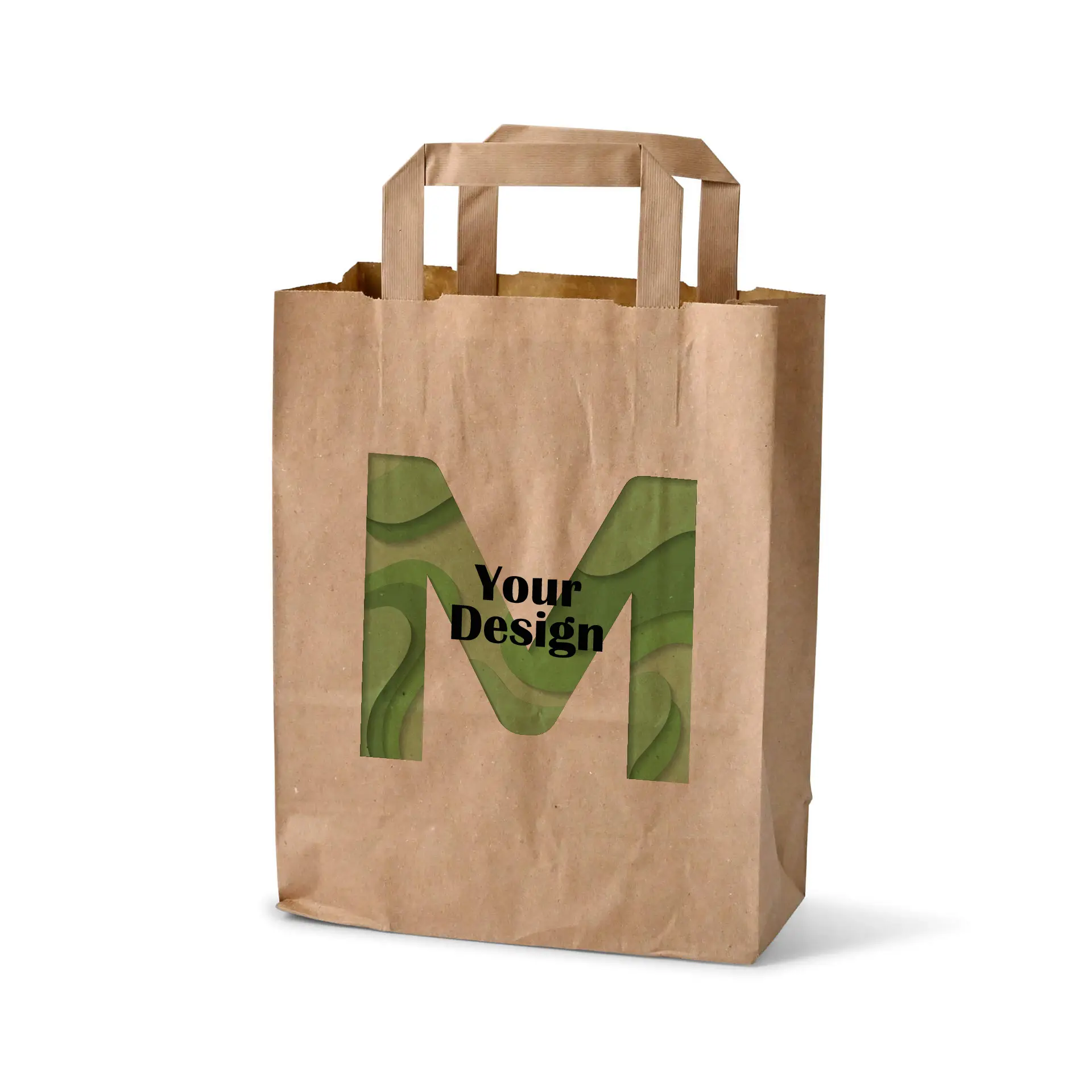 Sacs en papier personnalisés, marron, M - 22 x 10 x 28 cm