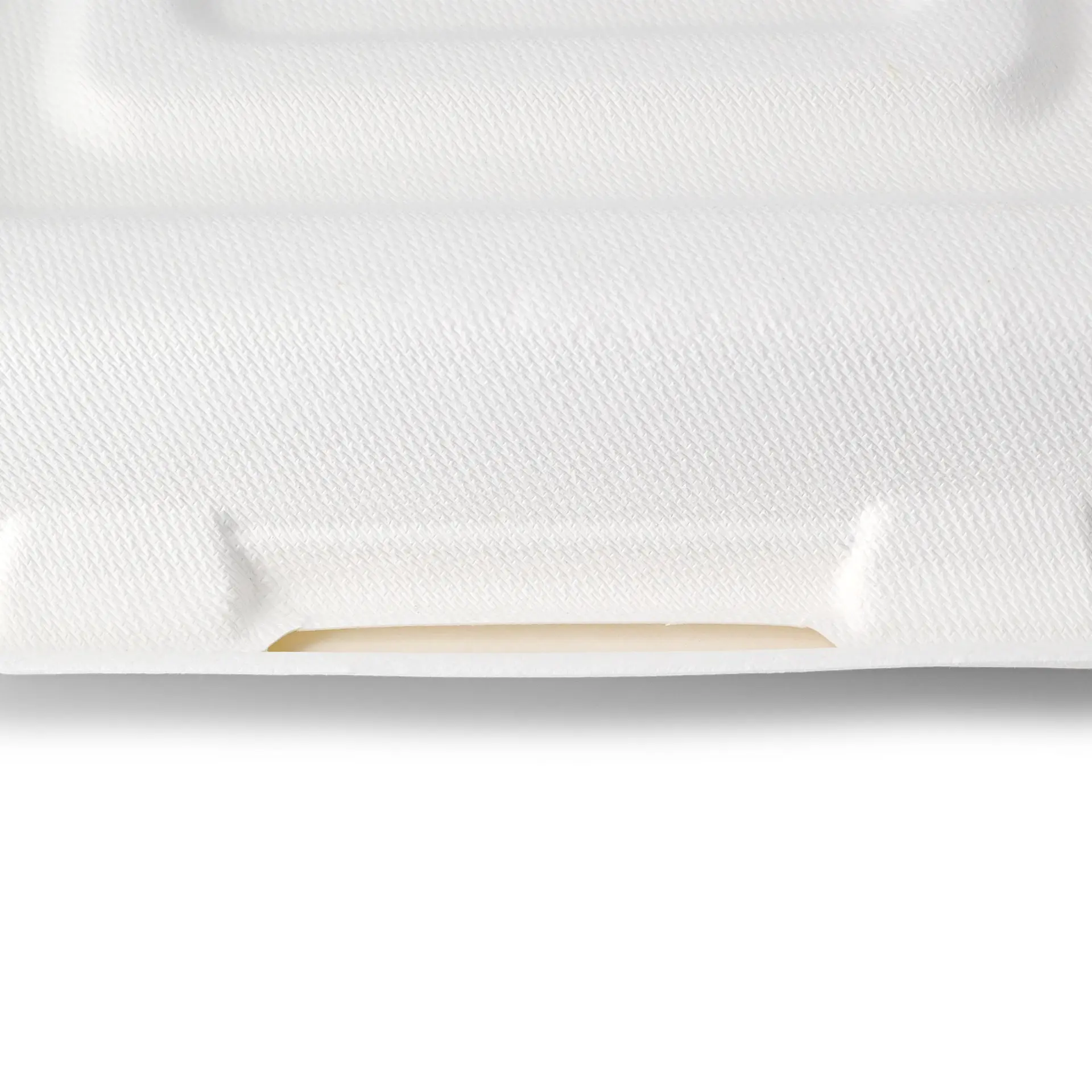 Boîte repas en bagasse, 23,5 x 23,5 x 8 cm, 3 compartiments, couvercle à charnière, rectangulaire