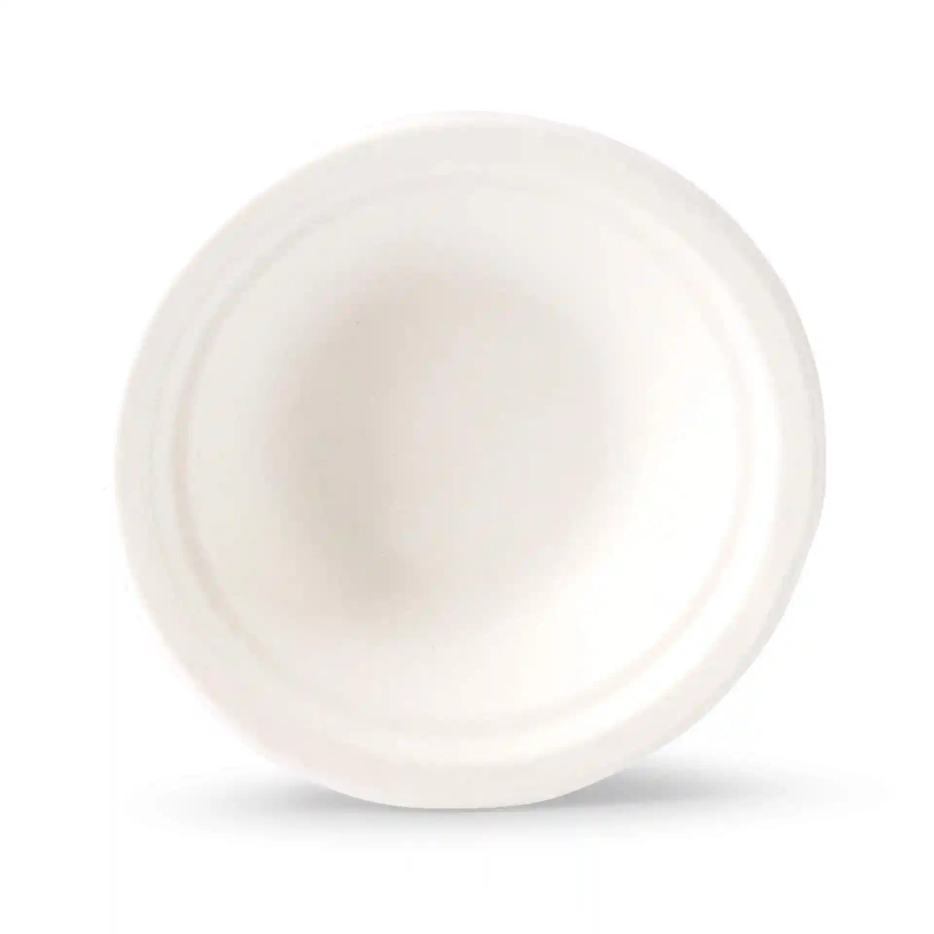 Bol rond en canne à sucre blanc d'un diamètre de 178 mm et d'une profondeur de 42 mm, vu de dessus.