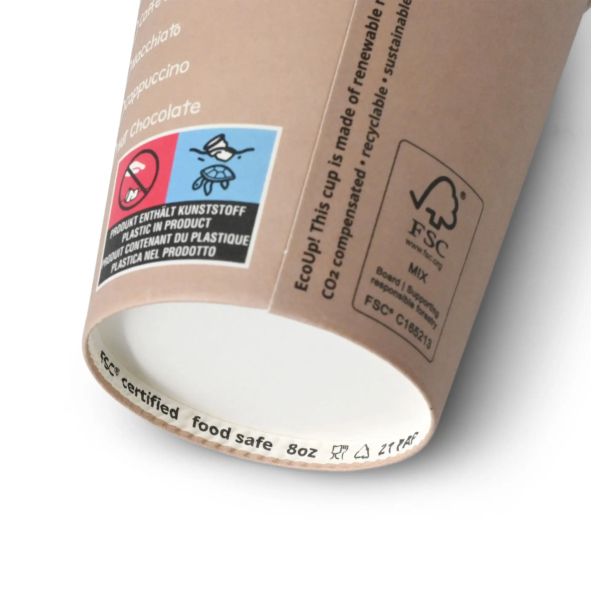 Gobelet en carton imprimé "Coffeebreak" (revêtu) 200 ml / 8 oz, Ø 80 mm, blanc