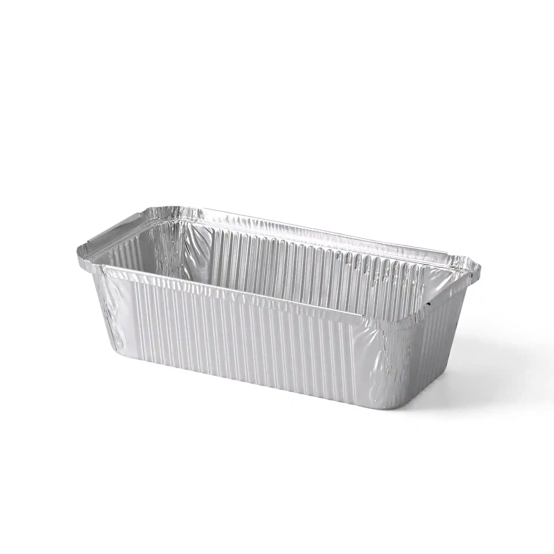 Conteneur en aluminium rectangulaire mesurant 21,8 x 11,3 x 5,4 cm avec une capacité de 900 ml.