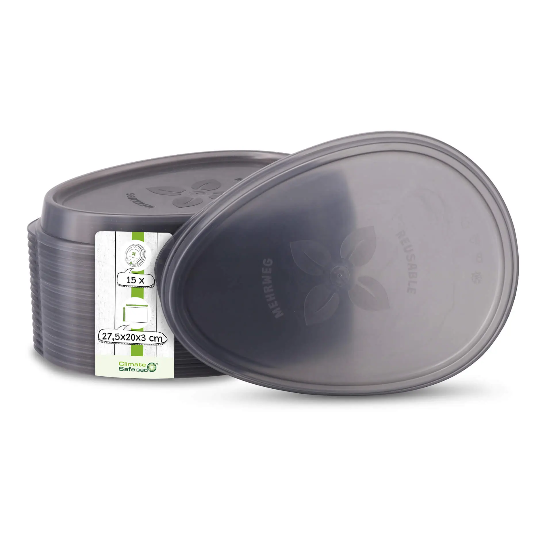 Couvercle réutilisable «merways Plate» gris, 27,5 x 20 x 3cm, PP dfc008131-mehrwegdeckel-merways-plate-275-x-20-x-3-cm-pp-grau