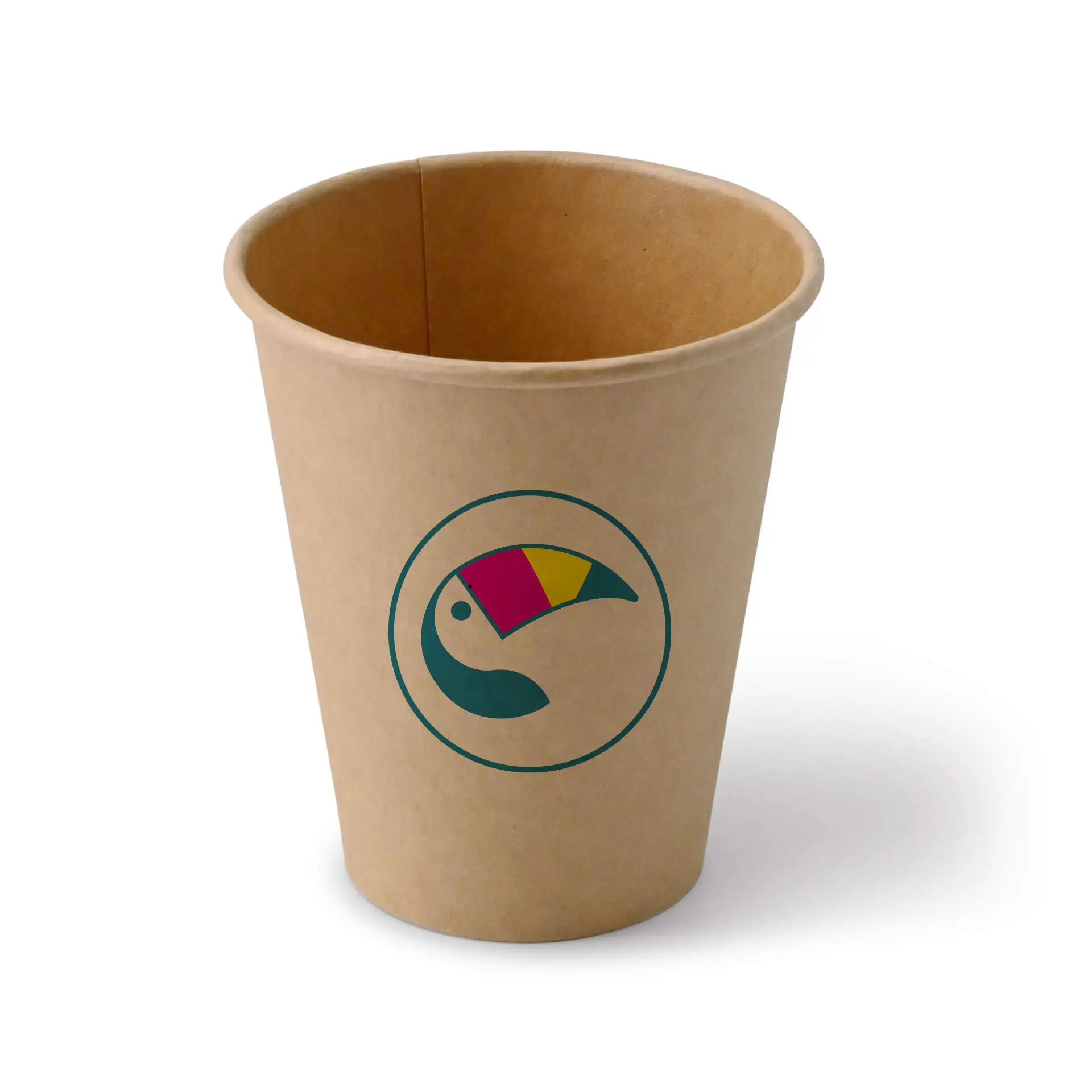 Gobelets en carton avec logo (simple paroi), 250 ml / 10 oz, brun, revêtement PE