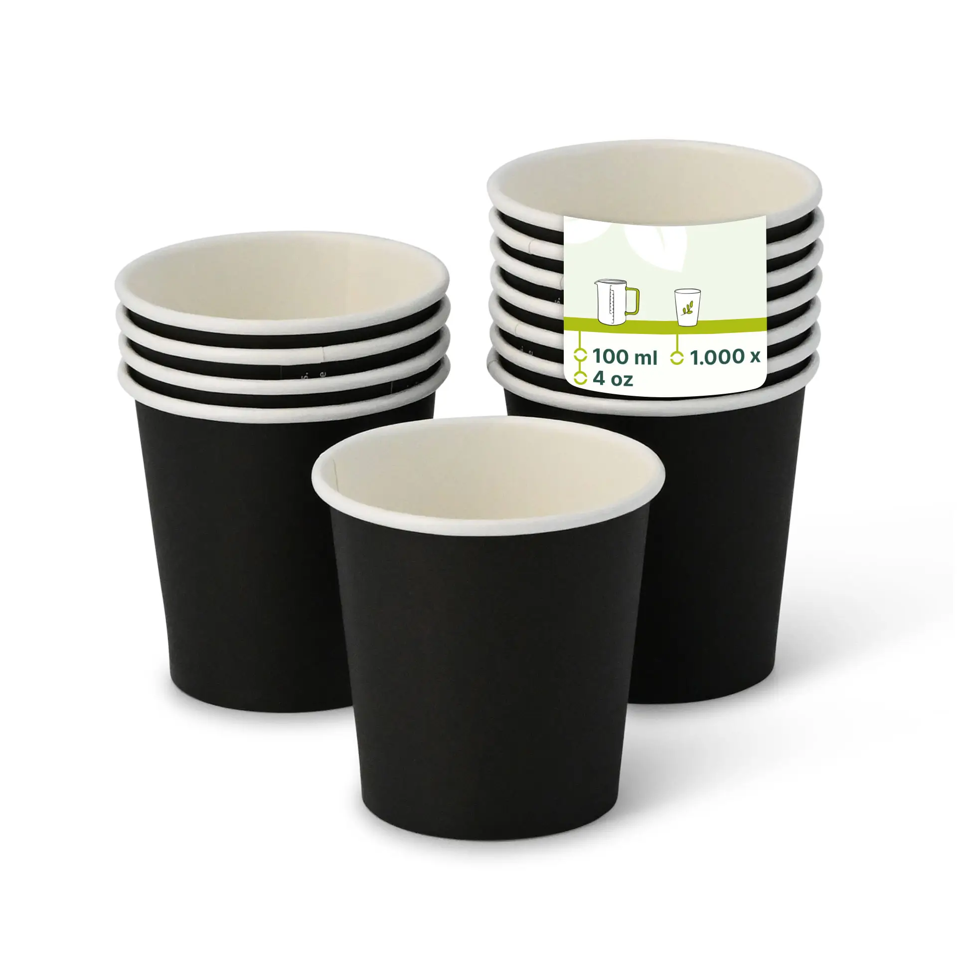 Gobelet en carton noir, 10 cl / 4 oz, Ø 62 mm