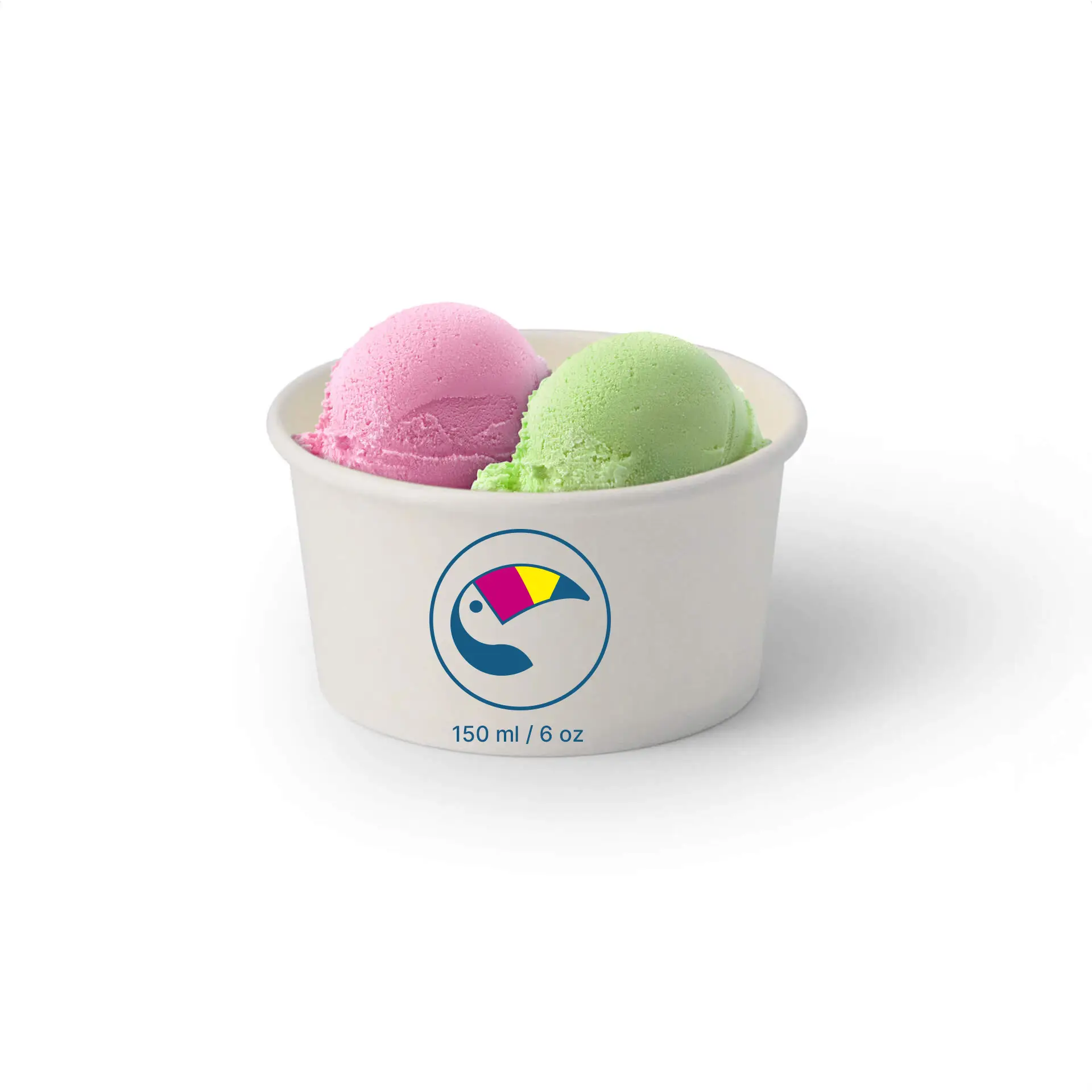 Gobelets à glace personnalisables (optionnel avec couvercle), 150 ml / 6 oz, blanc, revêtement PE