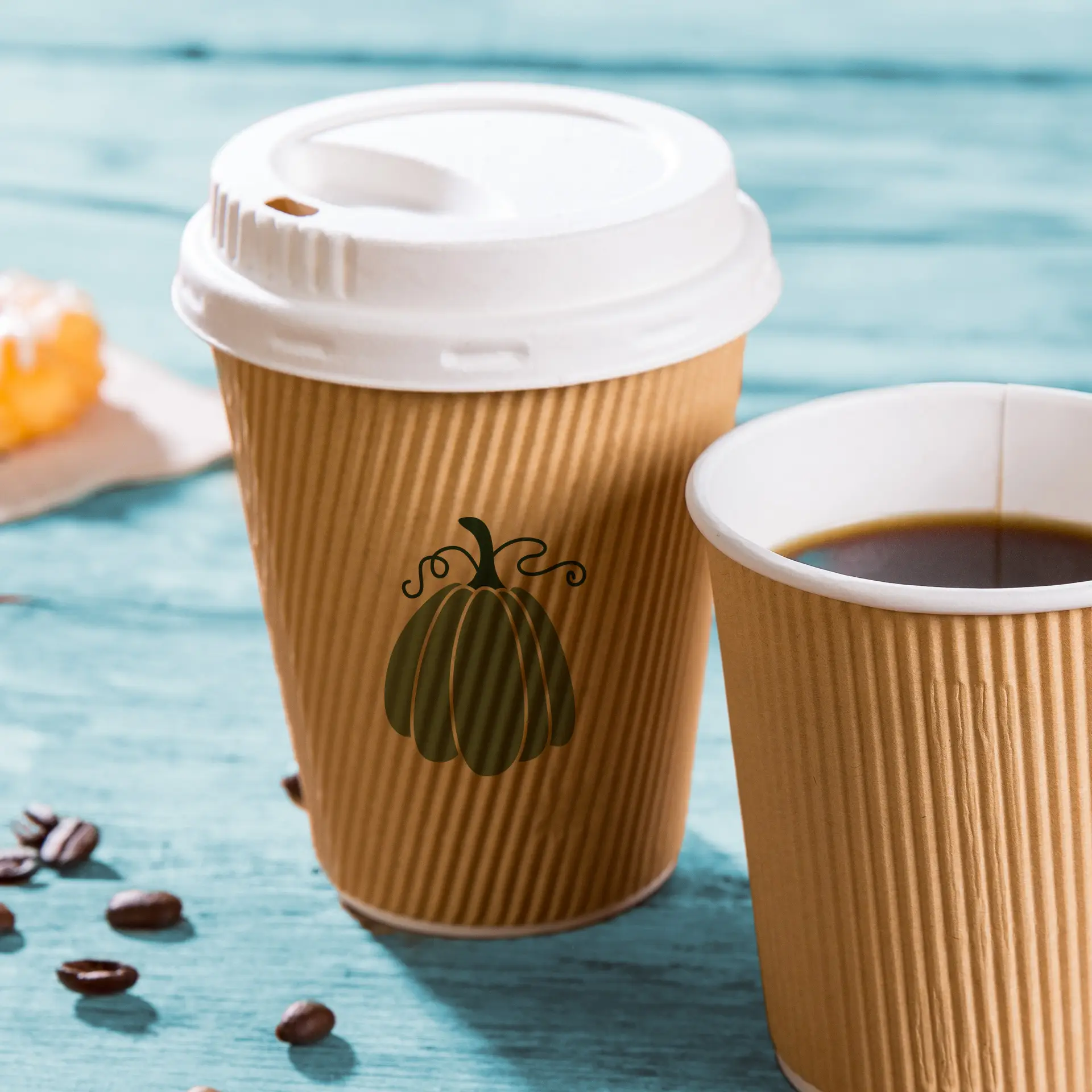 Gobelet à double paroi personnalisé, 250 ml / 10 oz, brun / blanc, enduit PE