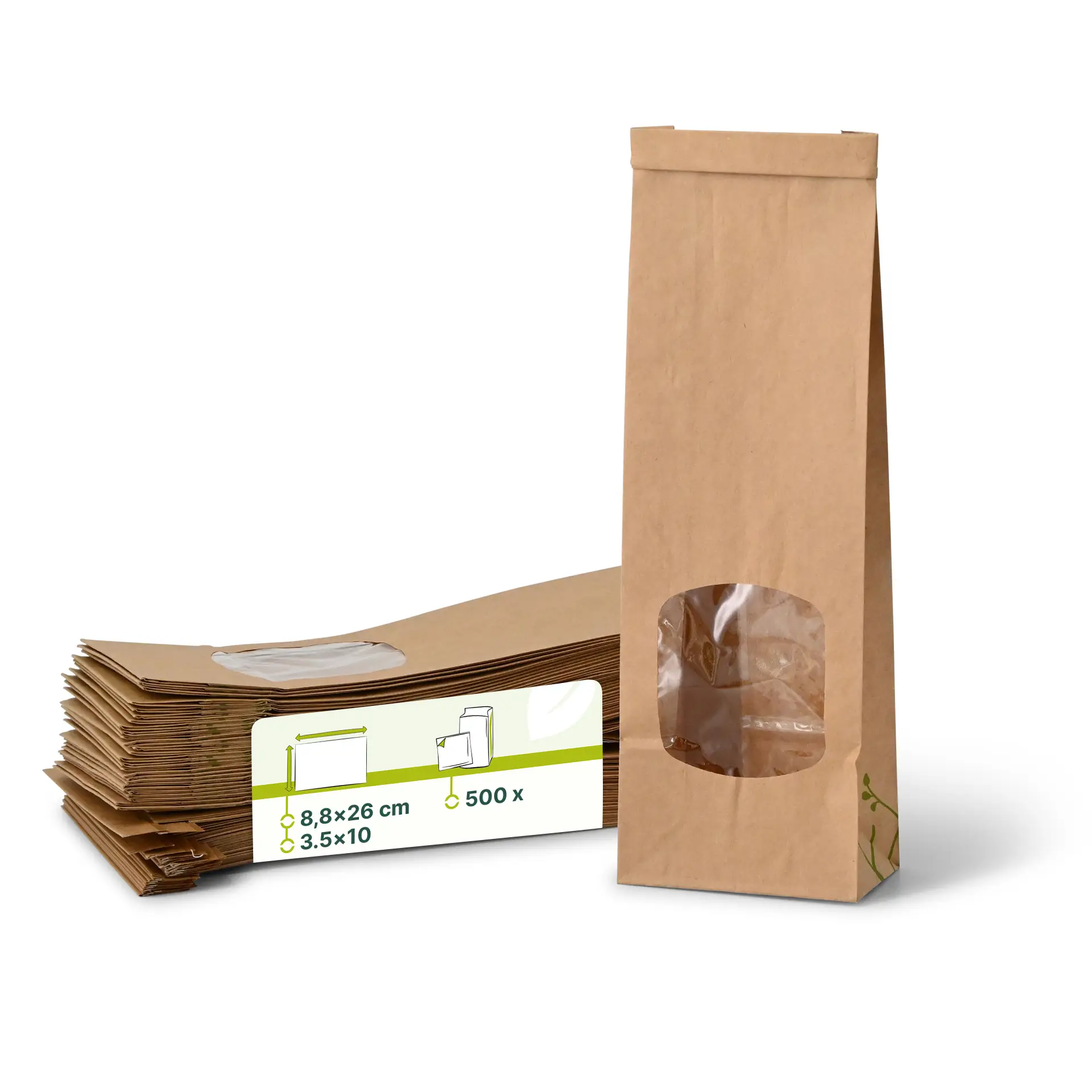 Sac SOS kraft brun S, fenêtre PLA et fermeture, 8,8 x 4,7 x 26 cm Sac SOS kraft brun S, fenêtre PLA et fermeture, 8,8 x 4,7 x 26 cm