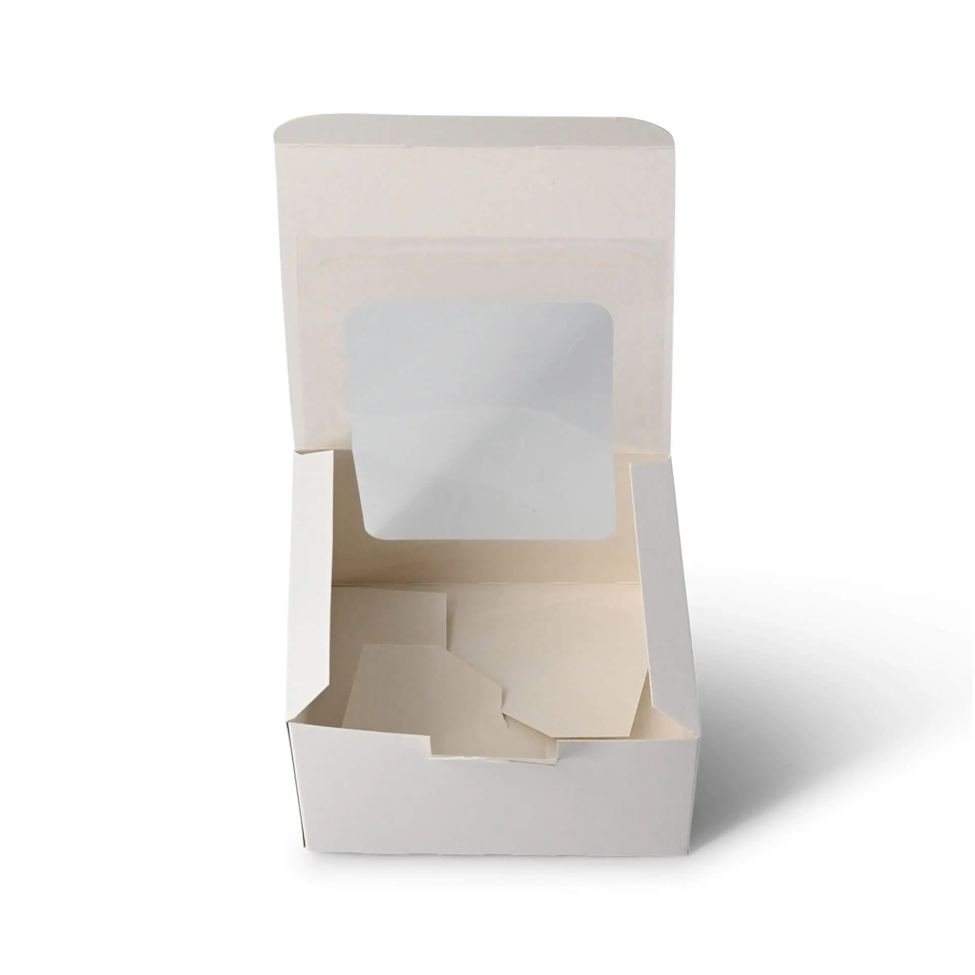 Emballages pâtisserie 13 x 11 x 8 cm, fenêtre en cellulose, blanc