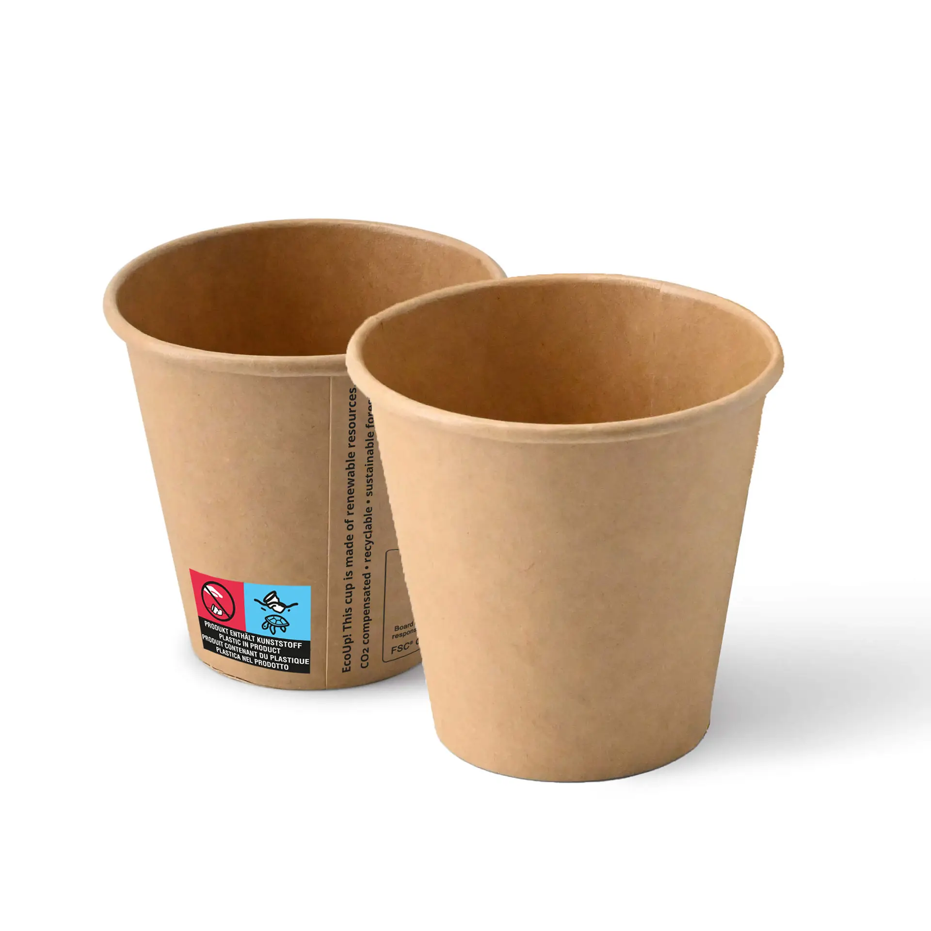 Gobelet en carton (revêtu de PE) 15 cl / 6 oz, Ø 80 mm, brun