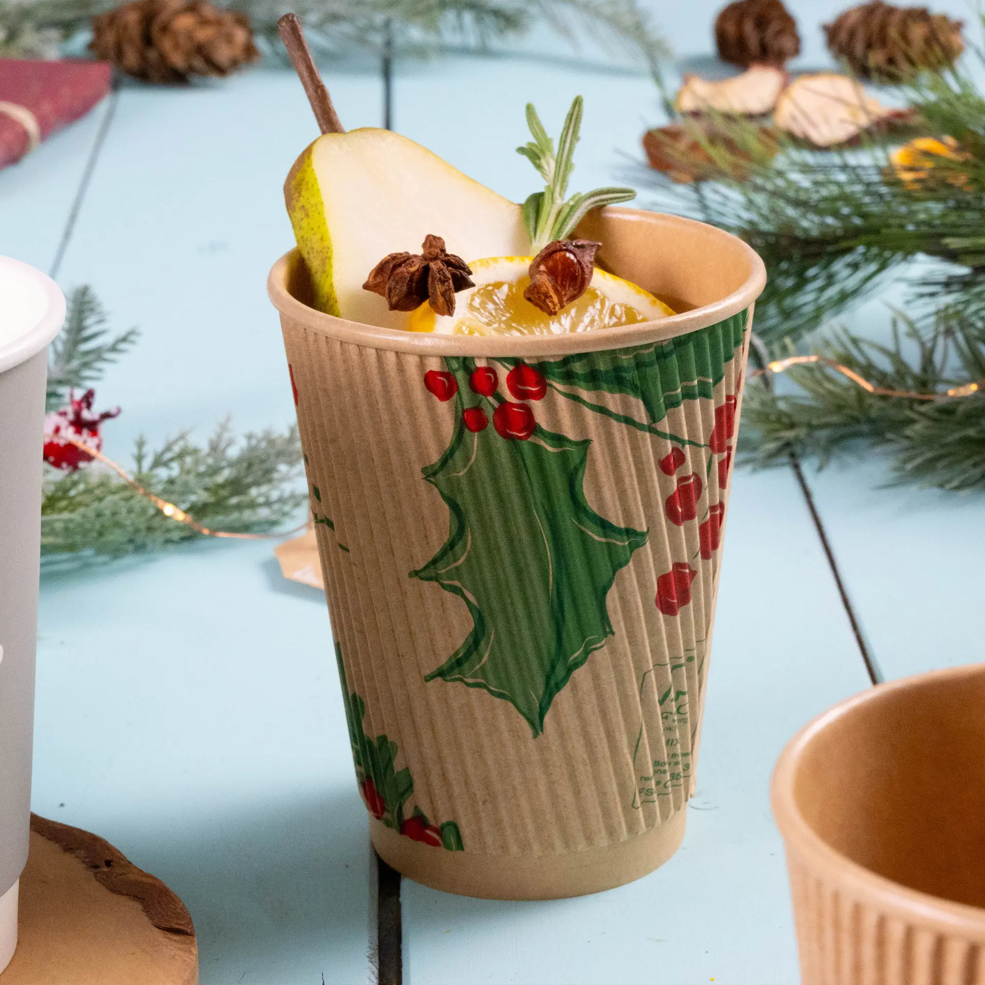 Gobelet à double paroi personnalisé, 300 ml / 12 oz, brun, enduit PLA