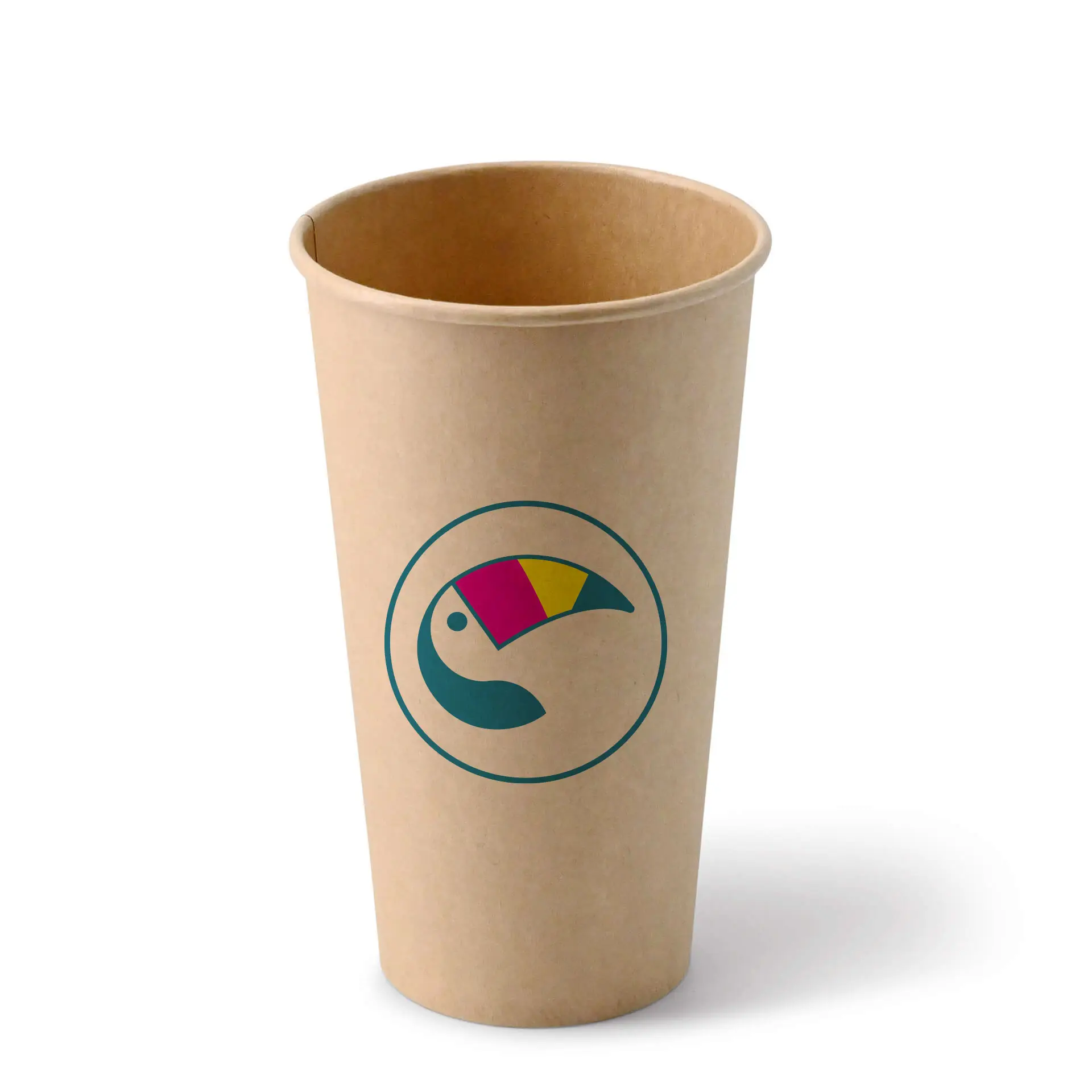 Gobelets en carton avec logo (simple paroi), 500 ml / 20 oz, brun, revêtement PE