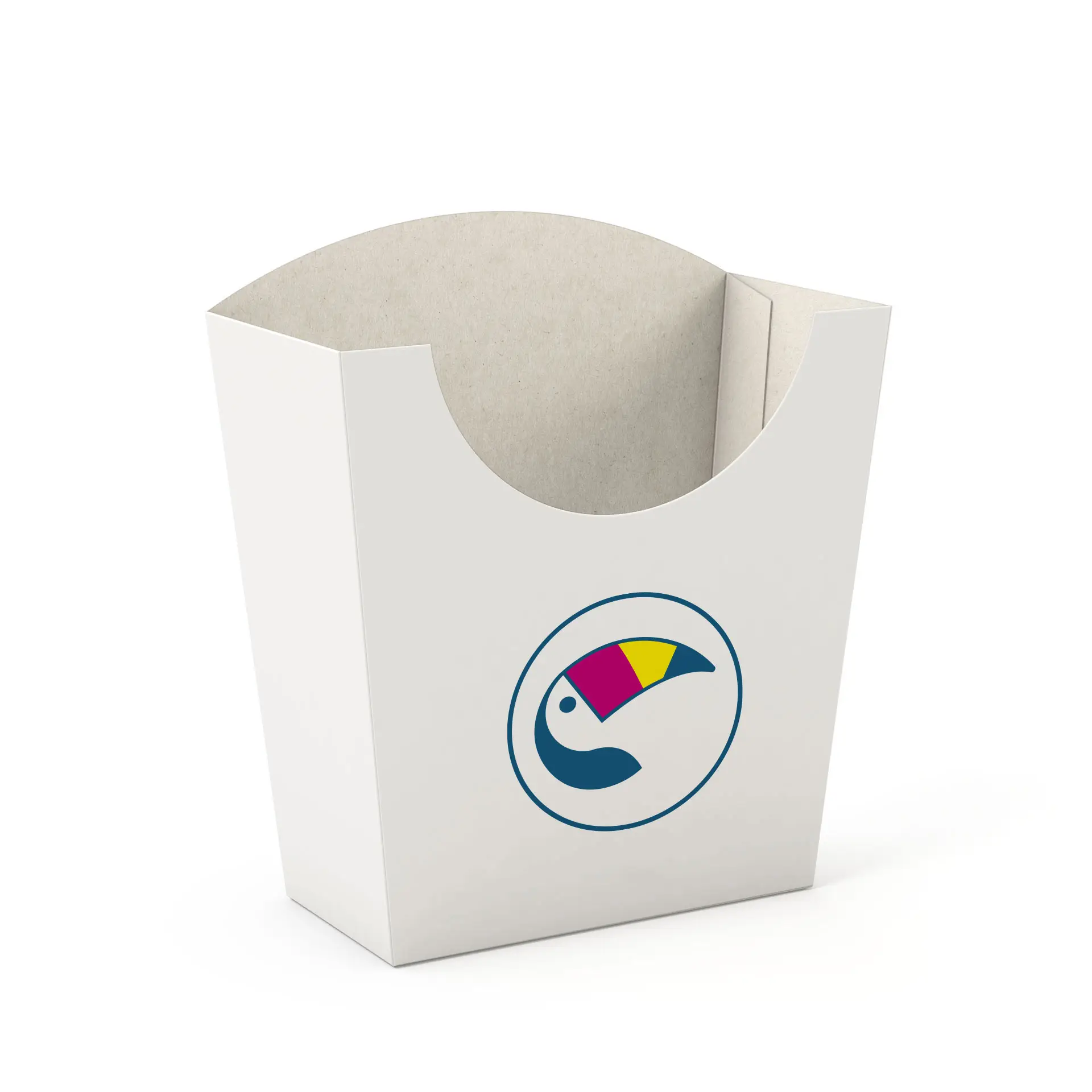 Emballage pour frites personnalisé, 12 x 5,9 x 13,5 cm, blanches, rectangulaires