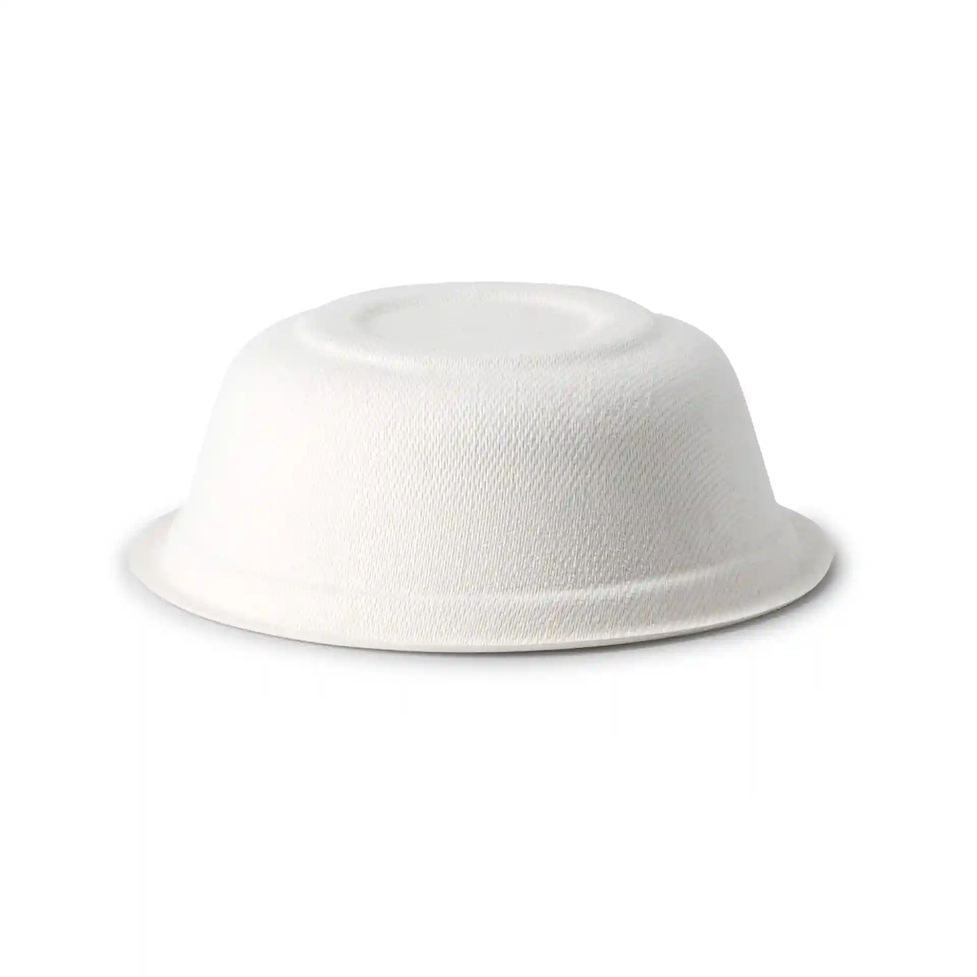 Bol rond en canne à sucre blanc de 54 mm de hauteur et 155 mm de diamètre, conçu pour une capacité de 500 ml.