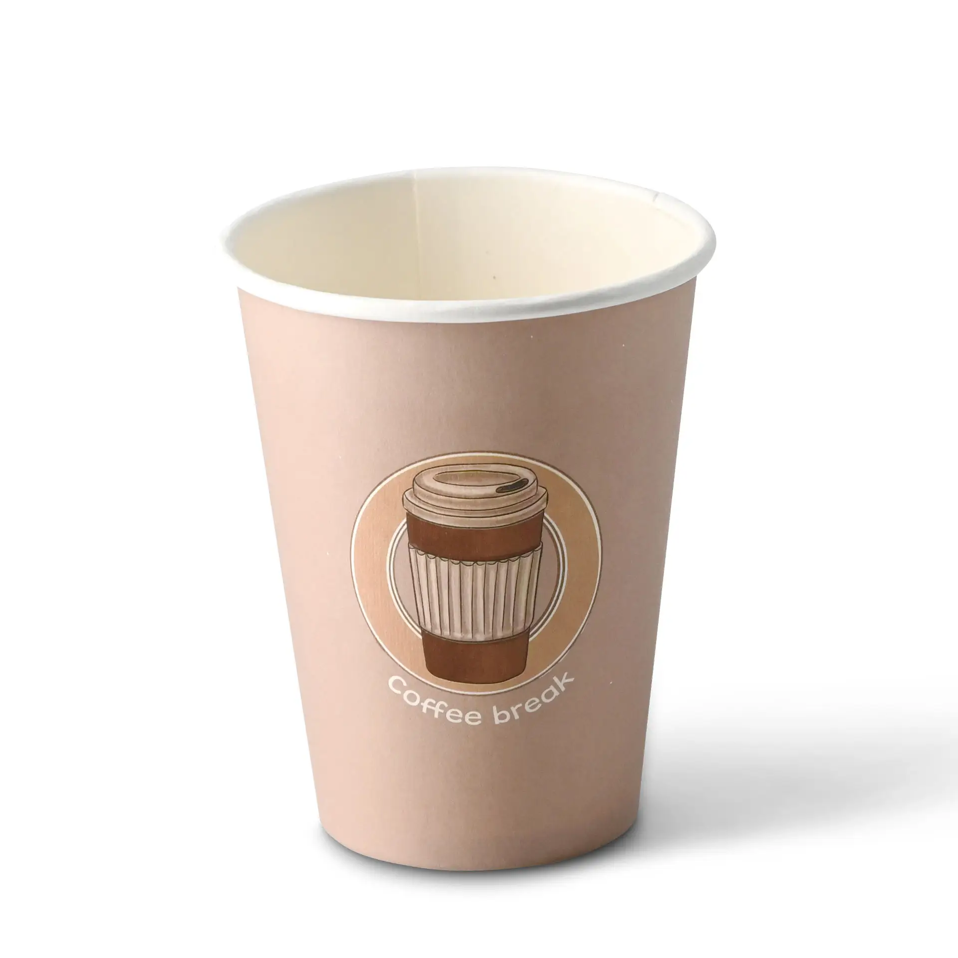 Gobelet en carton imprimé "Coffeebreak" 300 cl / 12 oz, Ø 80 mm, blanc