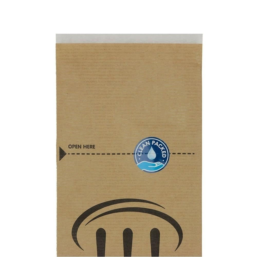 Papier-Besteck-Taschen 10 x 26 cm, selbstklebend, braun