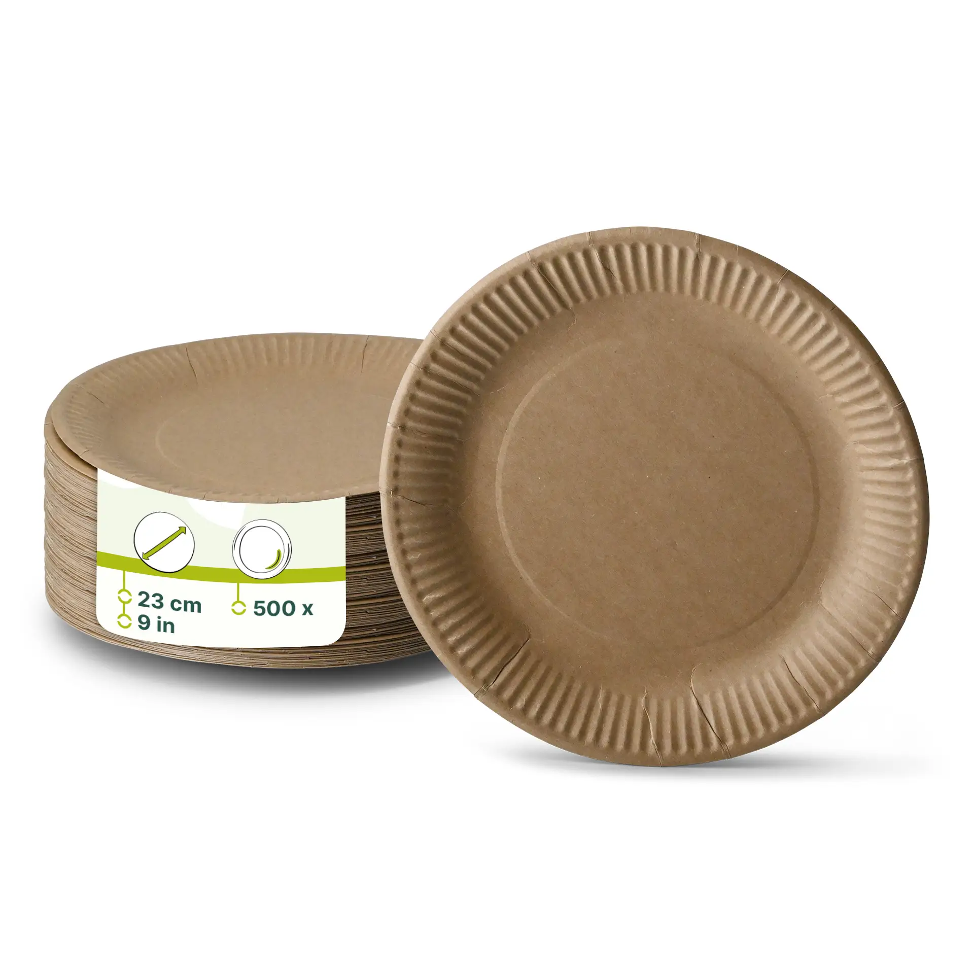 Assiette en carton Ø 23 cm, brun, ronde Assiette en carton Ø 23 cm, brun, ronde