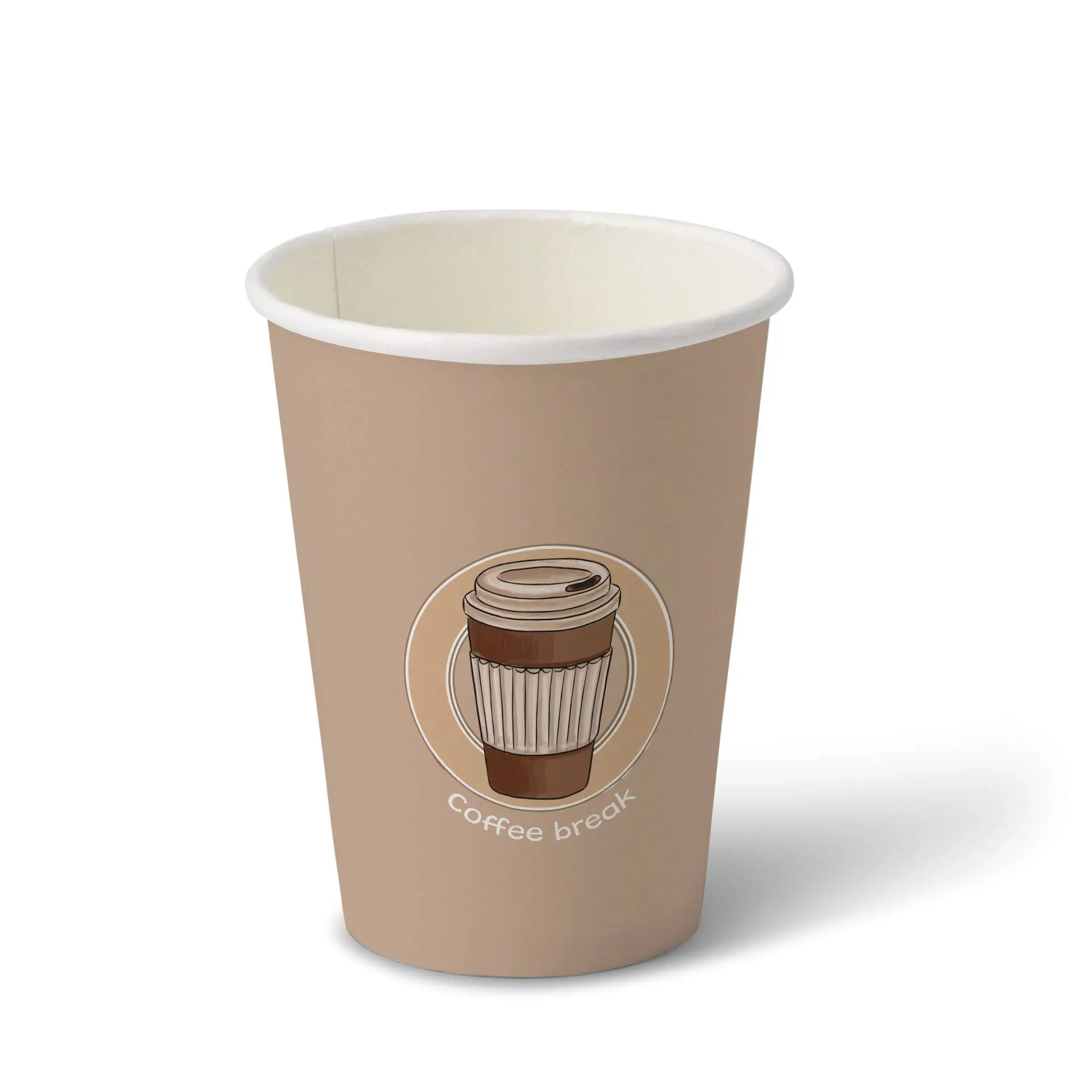 Gobelet en carton imprimé "Coffeebreak" (revêtu) 300 ml / 12 oz, Ø 80 mm, blanc