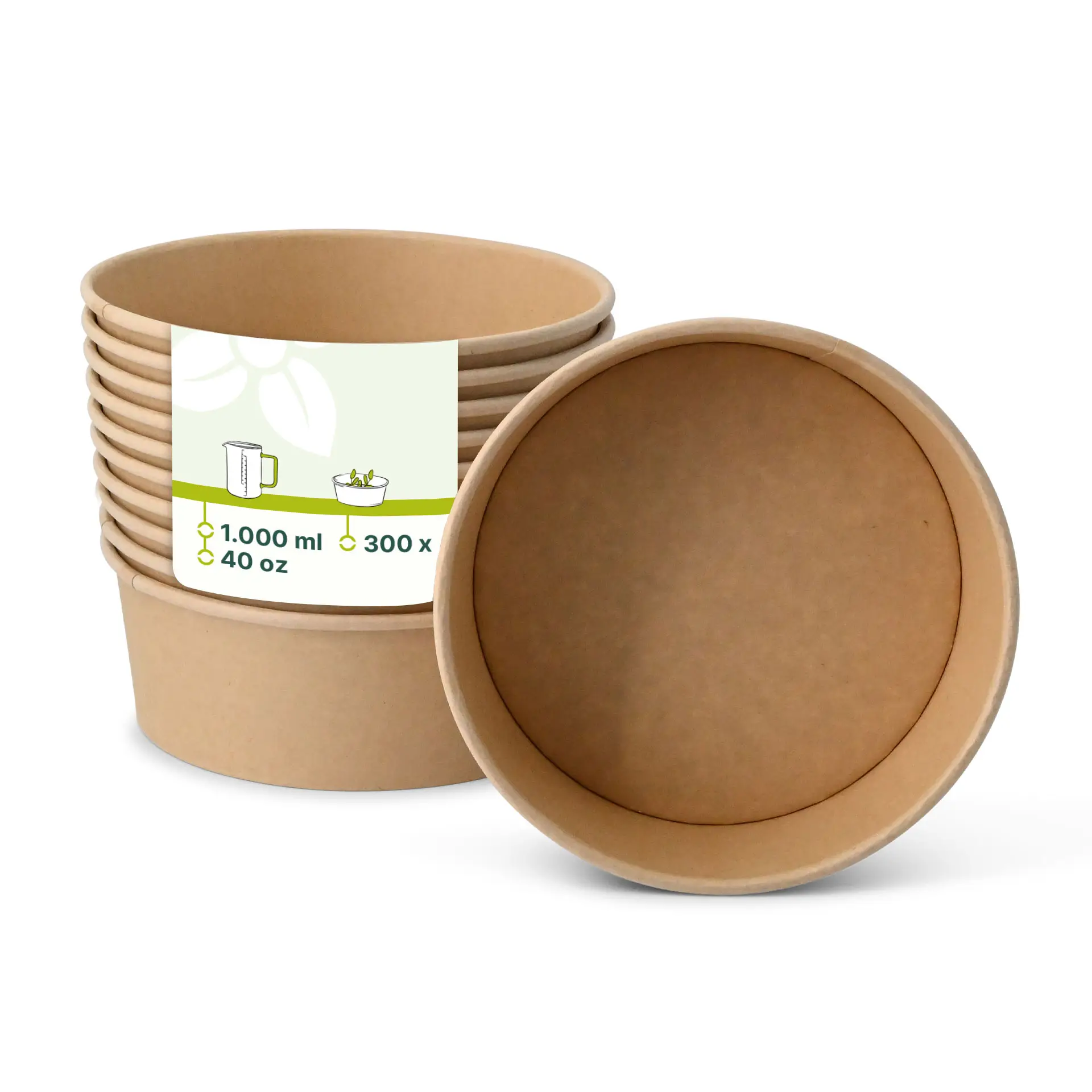 Bol rond en carton kraft (revêtu de PE), 1000 ml, Ø 185 mm, brun, rondes (1300 ml de volume max.) Bol rond en carton kraft (revêtu de PE), 1000 ml, Ø 185 mm, brun, rondes (1300 ml de volume max.)