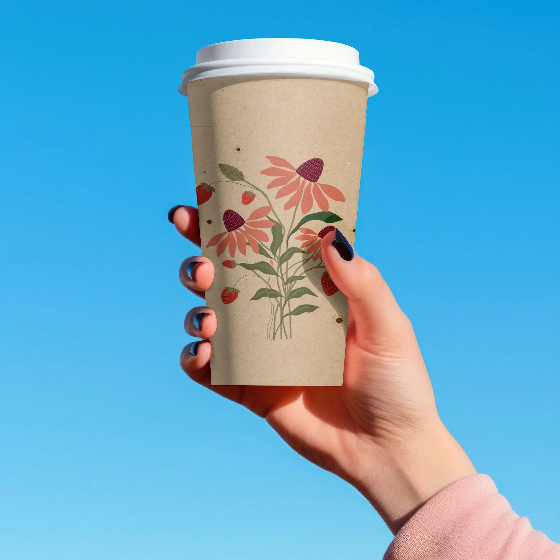 Gobelets personnalisés, paroi simple, 500 ml / 20 oz, brun, PLA