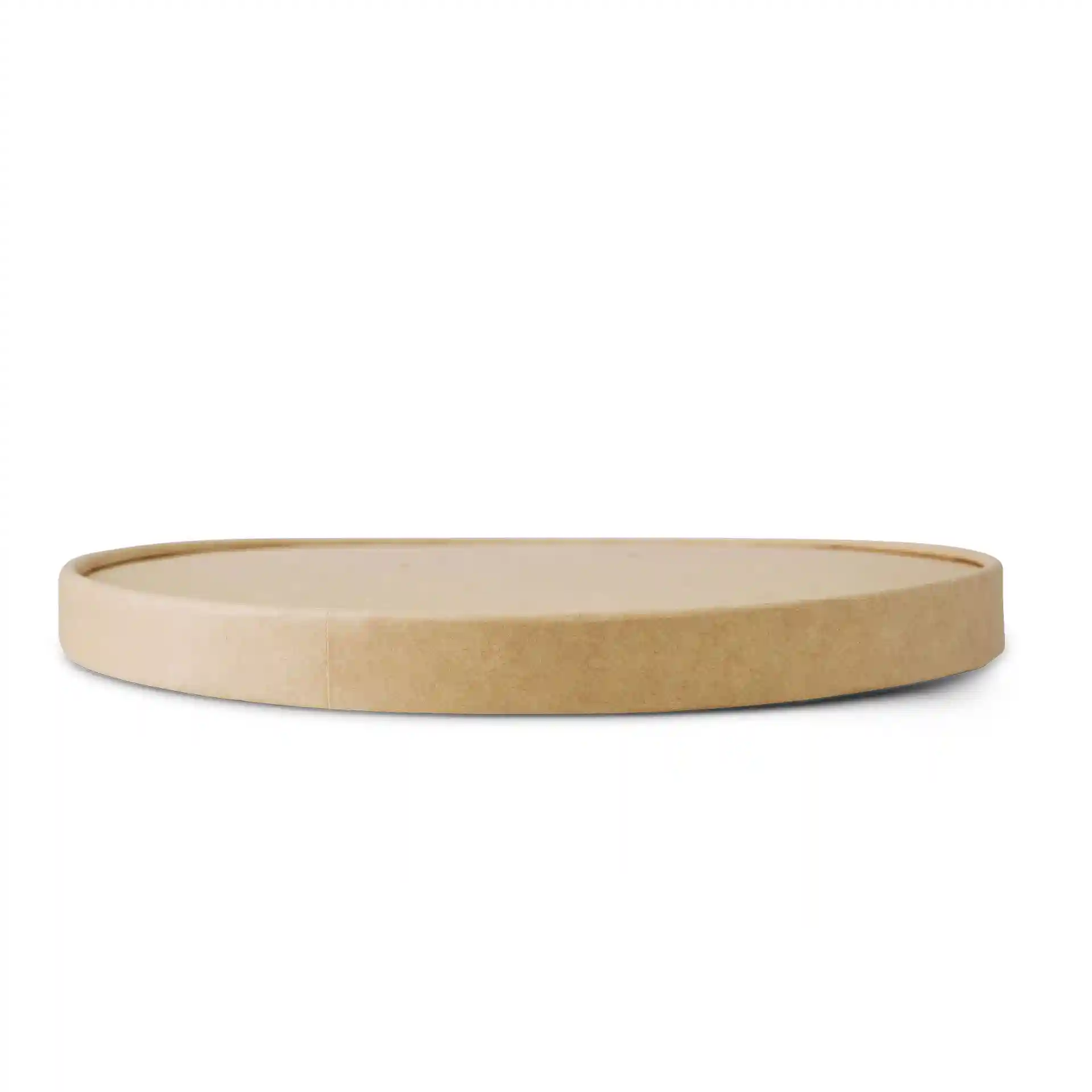Couvercle rond en carton brun de 17 mm de hauteur et 185 mm de diamètre, avec une surface lisse.