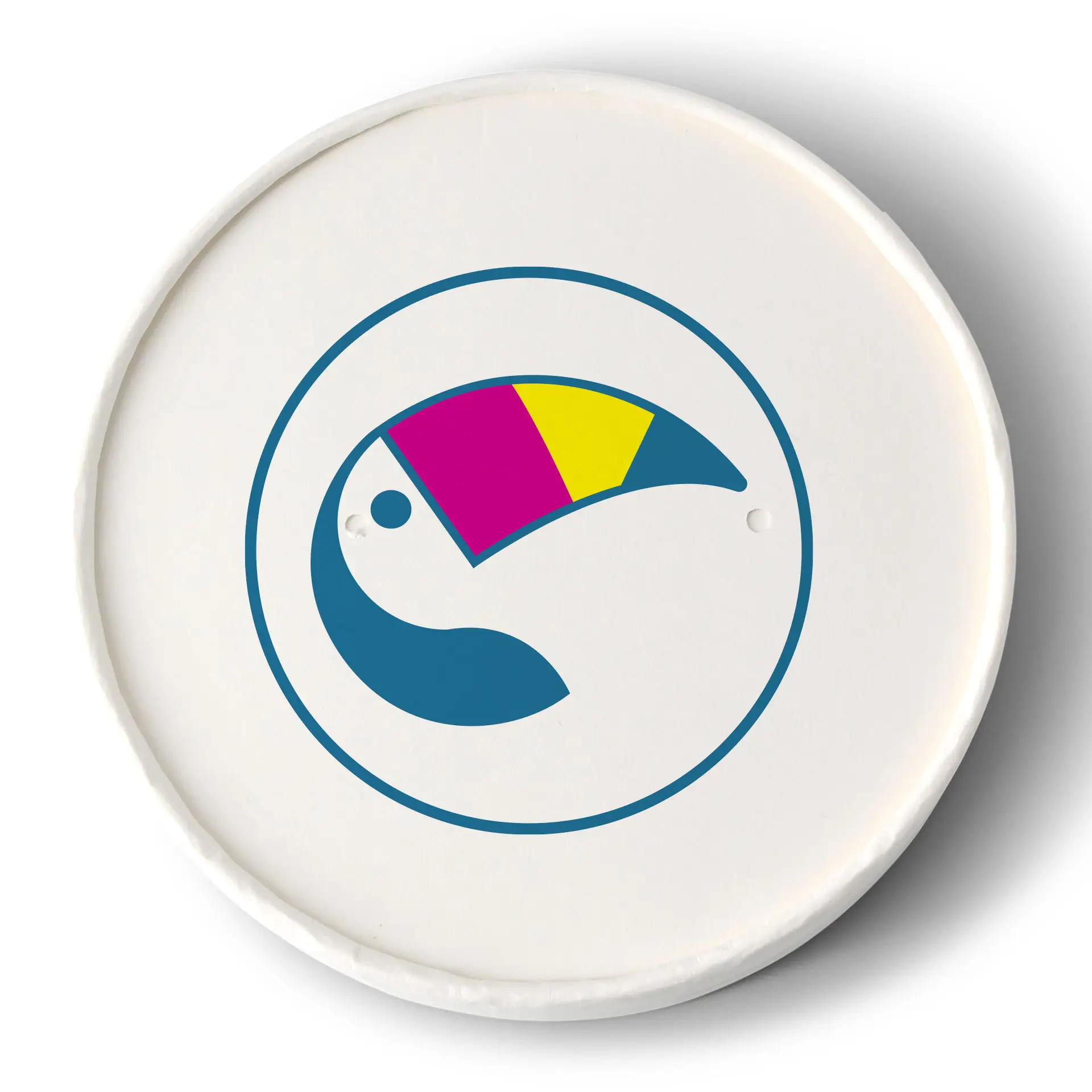 Couvercles à membrane imprimés pour gobelets à soupe, ⌀ 115 mm, blanc, revêtement PE