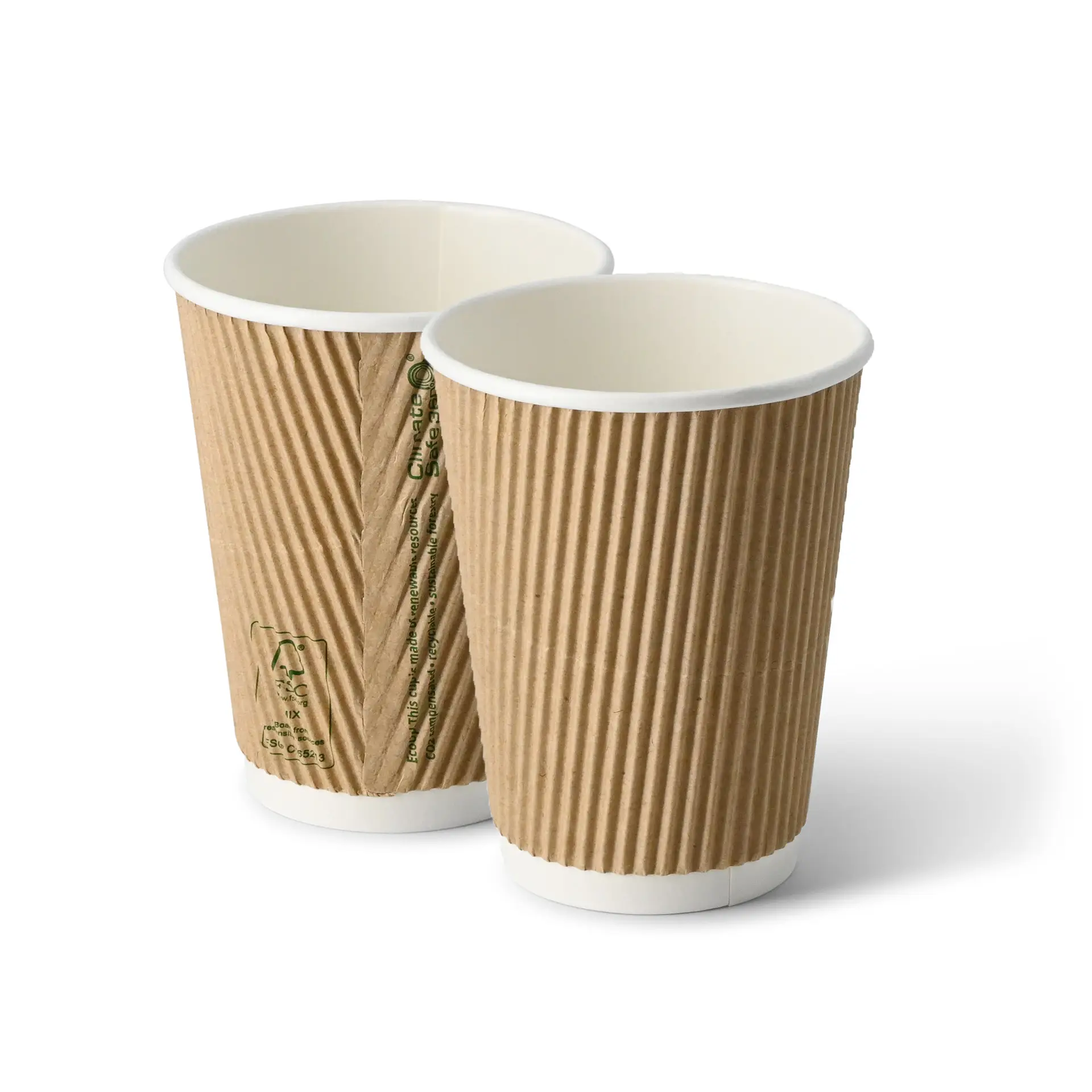 Gobelet en carton ondulé 30 cl / 12 oz, Ø 90 mm, brun