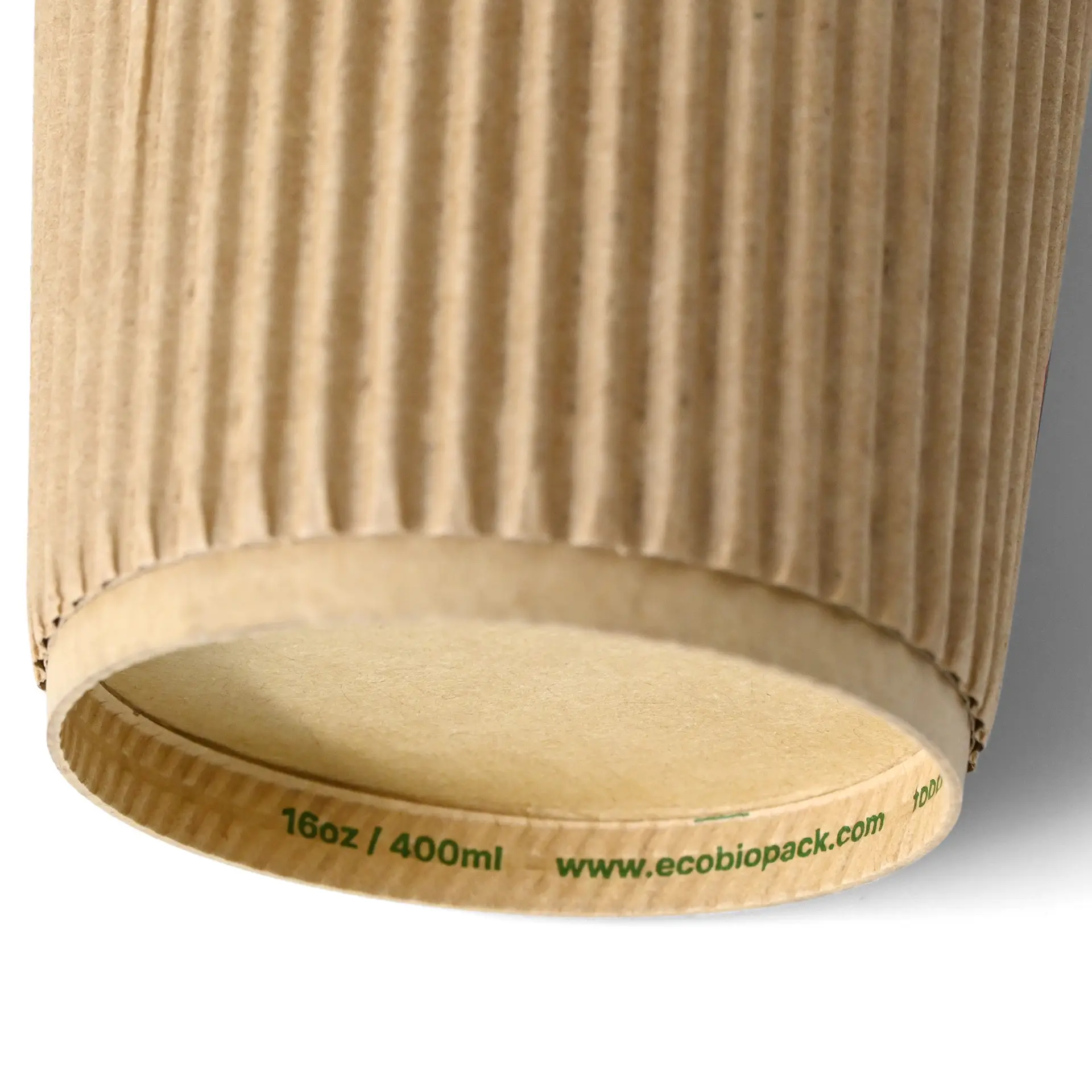 Gobelet jetable en carton brun à trois parois avec un revêtement PLA, adapté aux boissons chaudes, capacité de 16 oz.