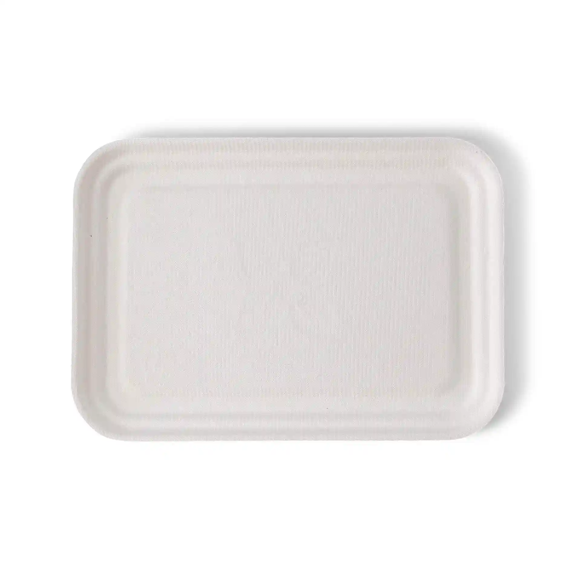 Couvercle rectangulaire en canne à sucre blanc mesurant 17 x 12 cm, avec une hauteur de 1,5 cm et sans revêtement.