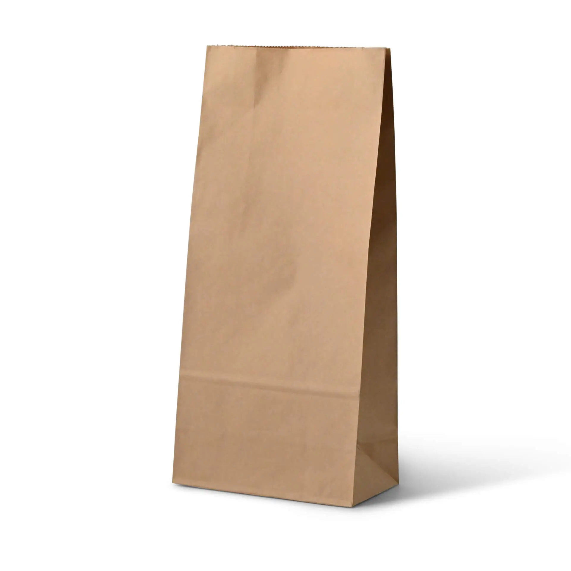 Sac en papier kraft marron avec un fond plat, mesurant 7,5 x 4,5 x 24 cm.