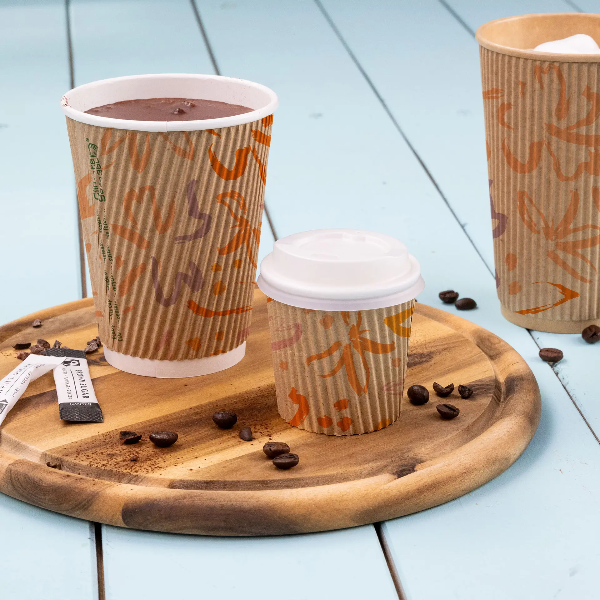 Gobelet à double paroi personnalisé, 100 ml / 4 oz, brun, enduit PE