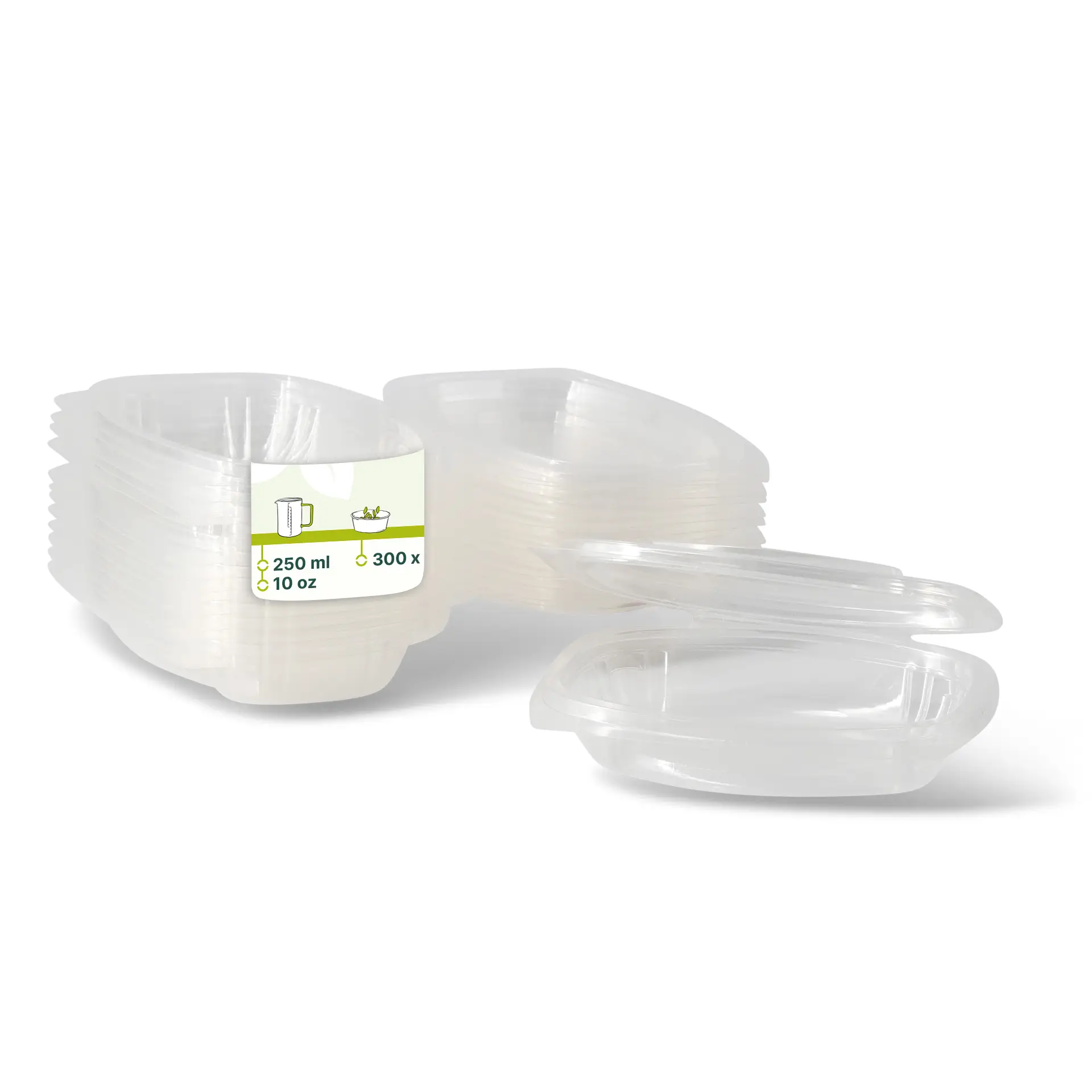 Barquette avec couvercle charnière en PLA, 250 ml Barquette avec couvercle charnière en PLA, 250 ml