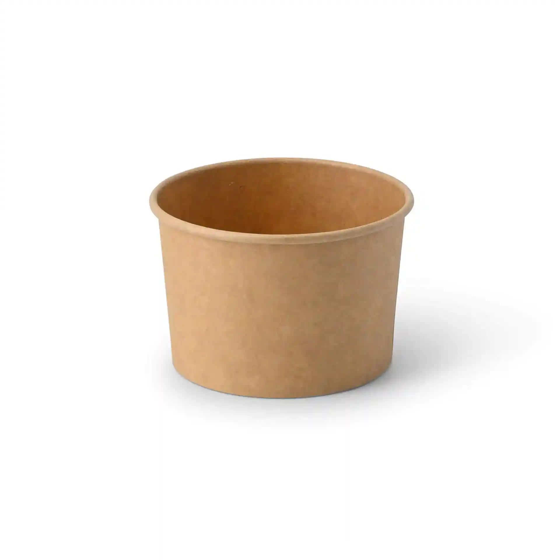 Gobelet en papier brun pour glace, forme ronde, 92 mm de diamètre en haut et 60 mm de hauteur.