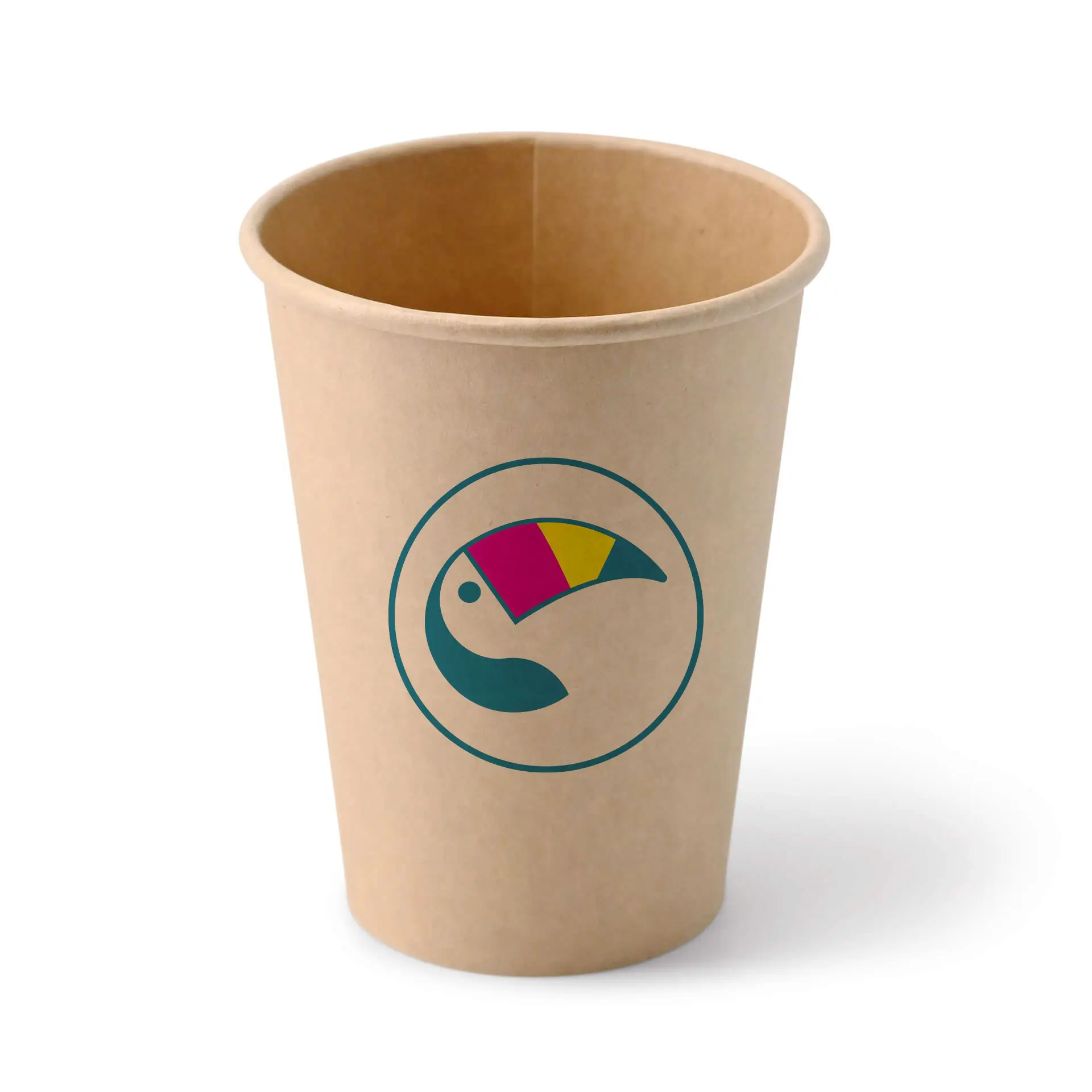 Gobelets en carton avec logo (simple paroi), 300 ml / 12 oz, brun, revêtement PLA
