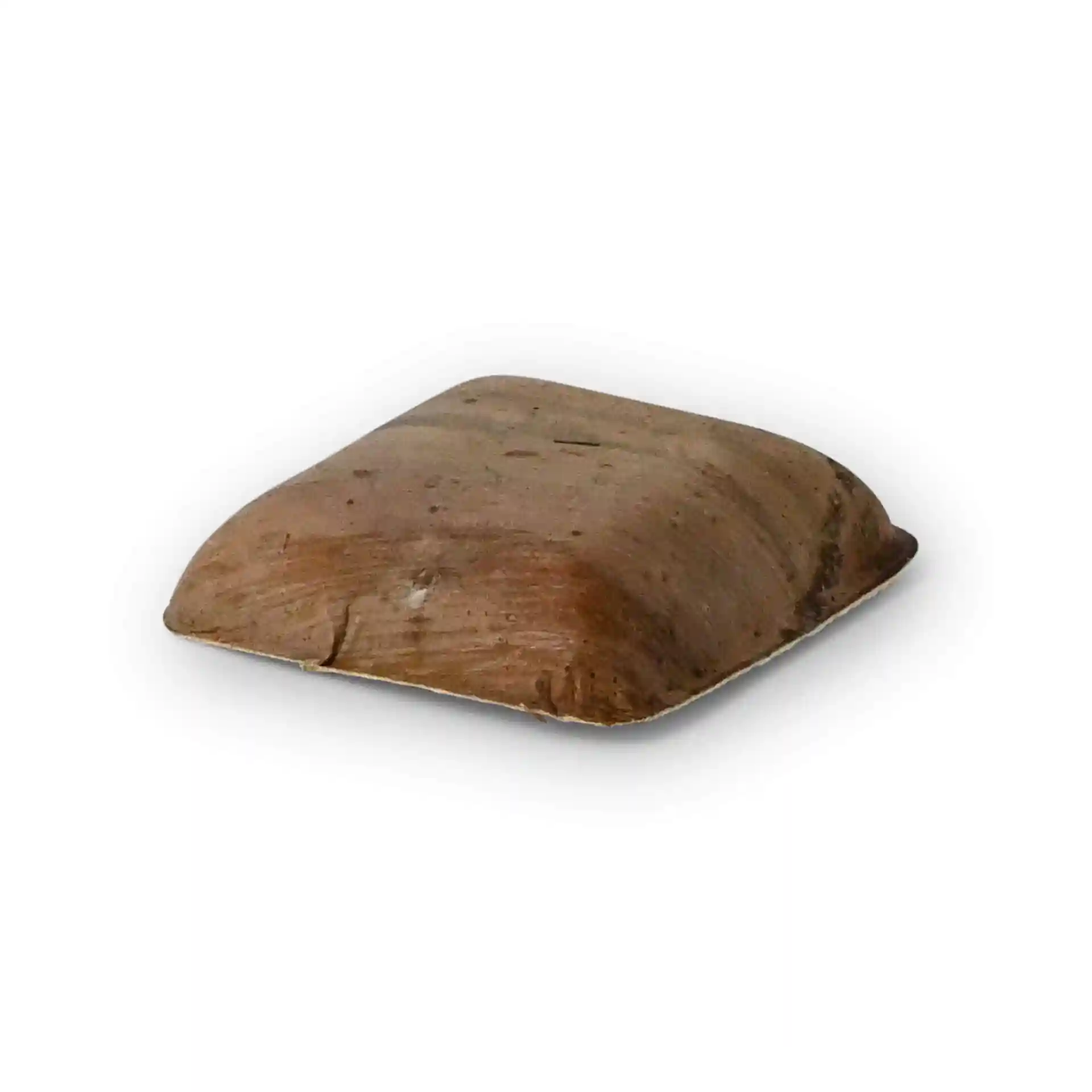 Bol carré en feuille de palmier avec une texture en grain, mesurant 80 mm de long et 22 mm de haut.