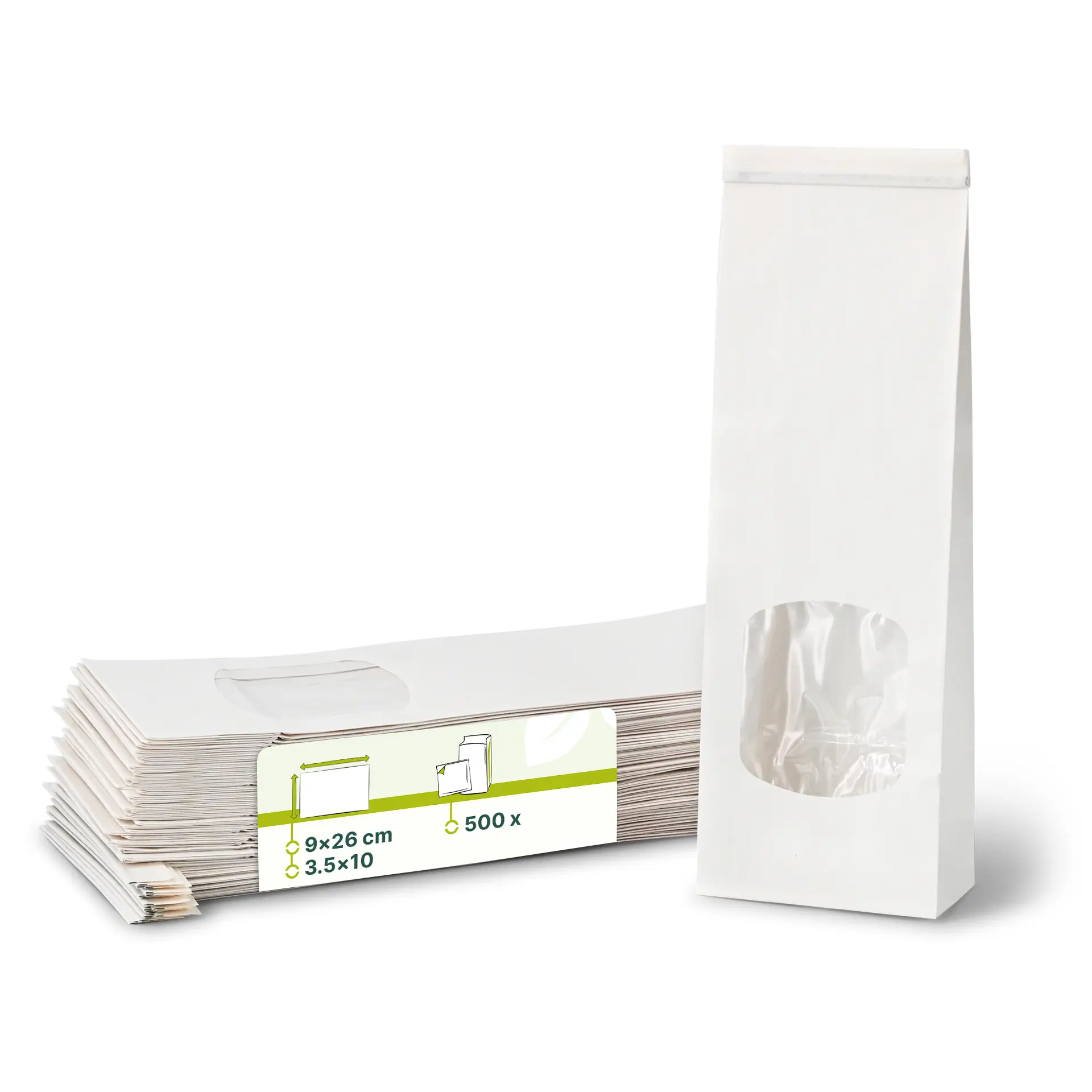 Sac SOS kraft blanc S, fenêtre PP et fermeture, 9 x 4,5 x 26 cm Sac SOS kraft blanc S, fenêtre PP et fermeture, 9 x 4,5 x 26 cm