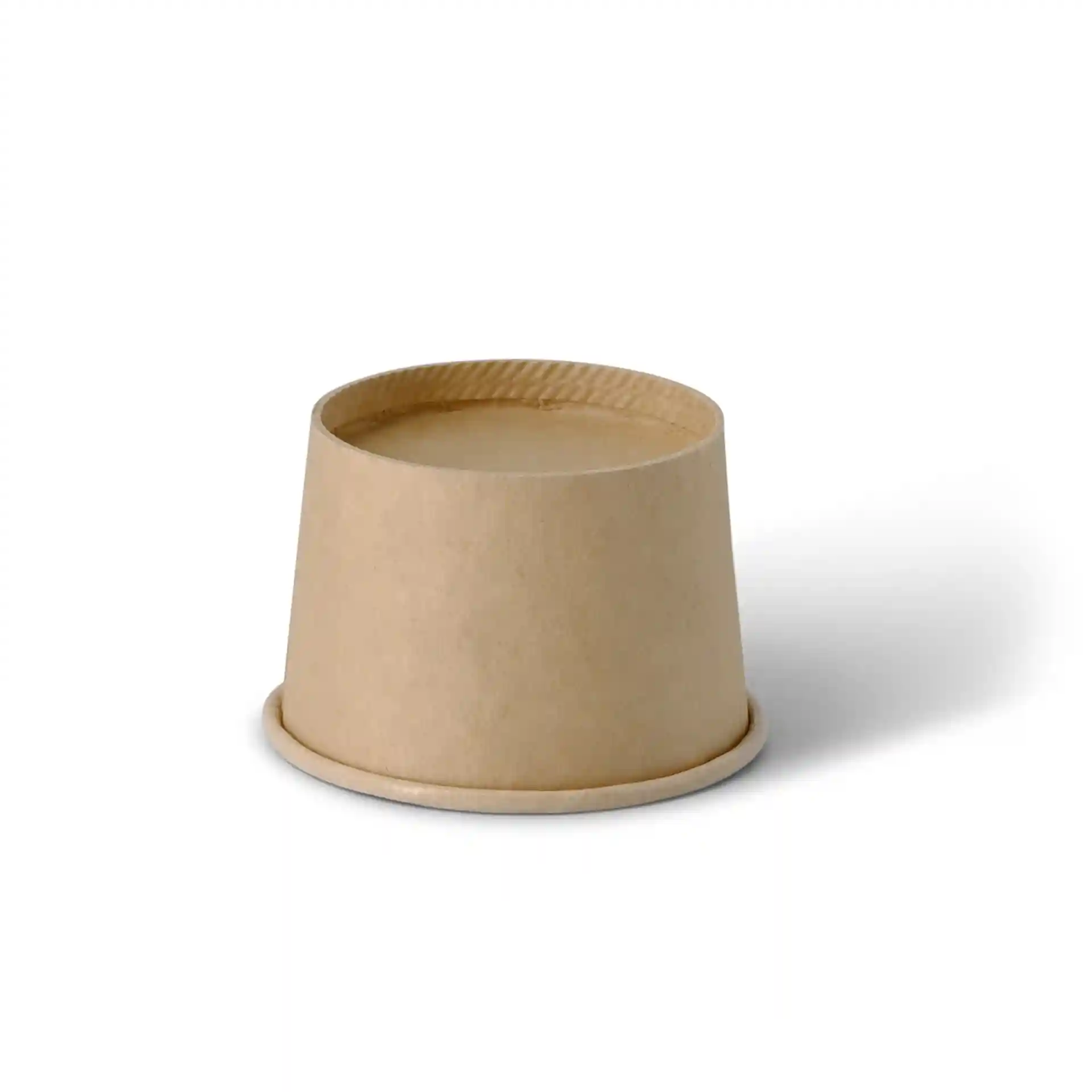 Conteneur rond en carton marron, volume de 40 ml, avec un diamètre de 62 mm en haut.