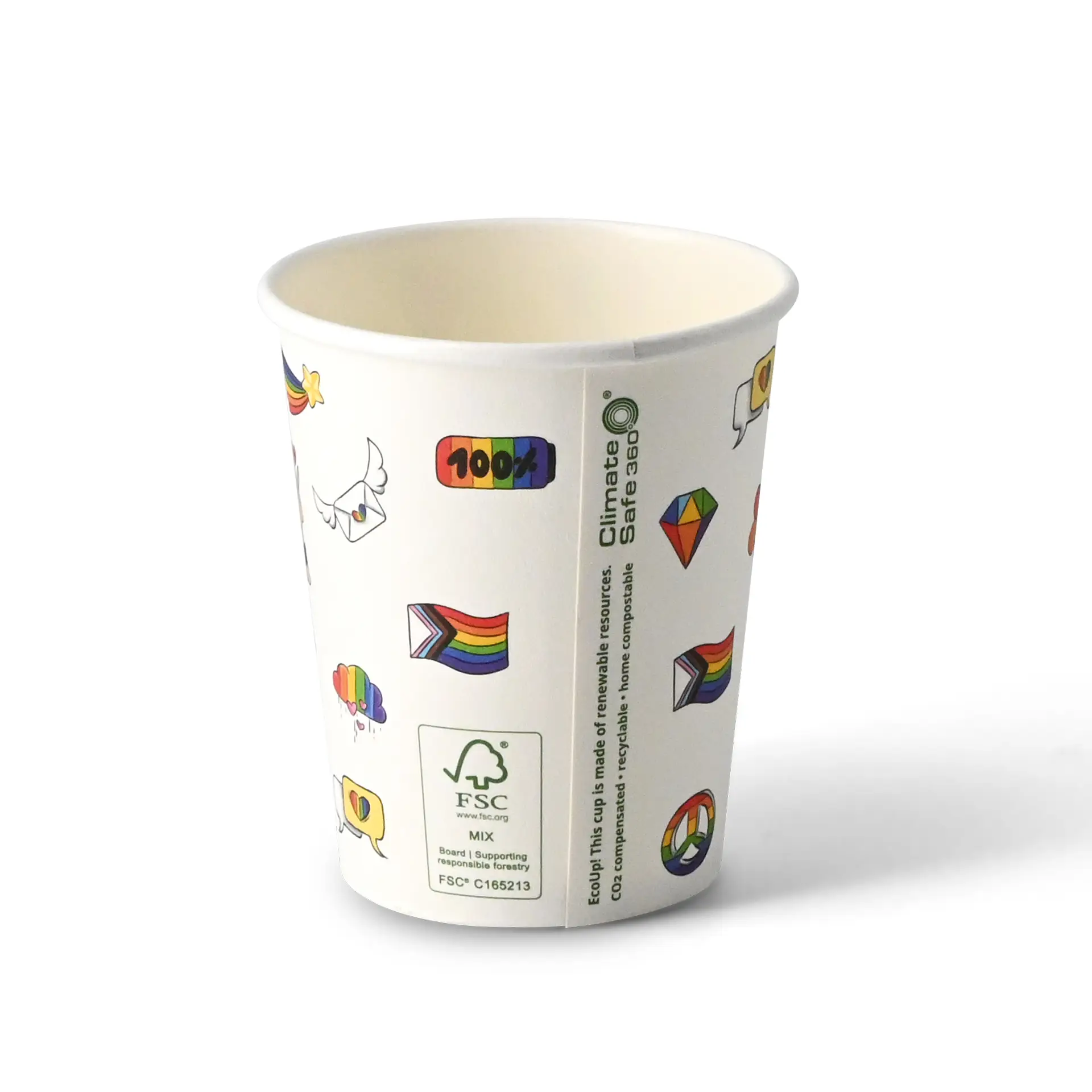 Gobelet en carton imprimé "Pride" 200 ml / 8 oz, Ø 80 mm, blanc dhd04557-pappbecher-bedruckt-pride-200-ml-8-oz-80-mm-weiss-2