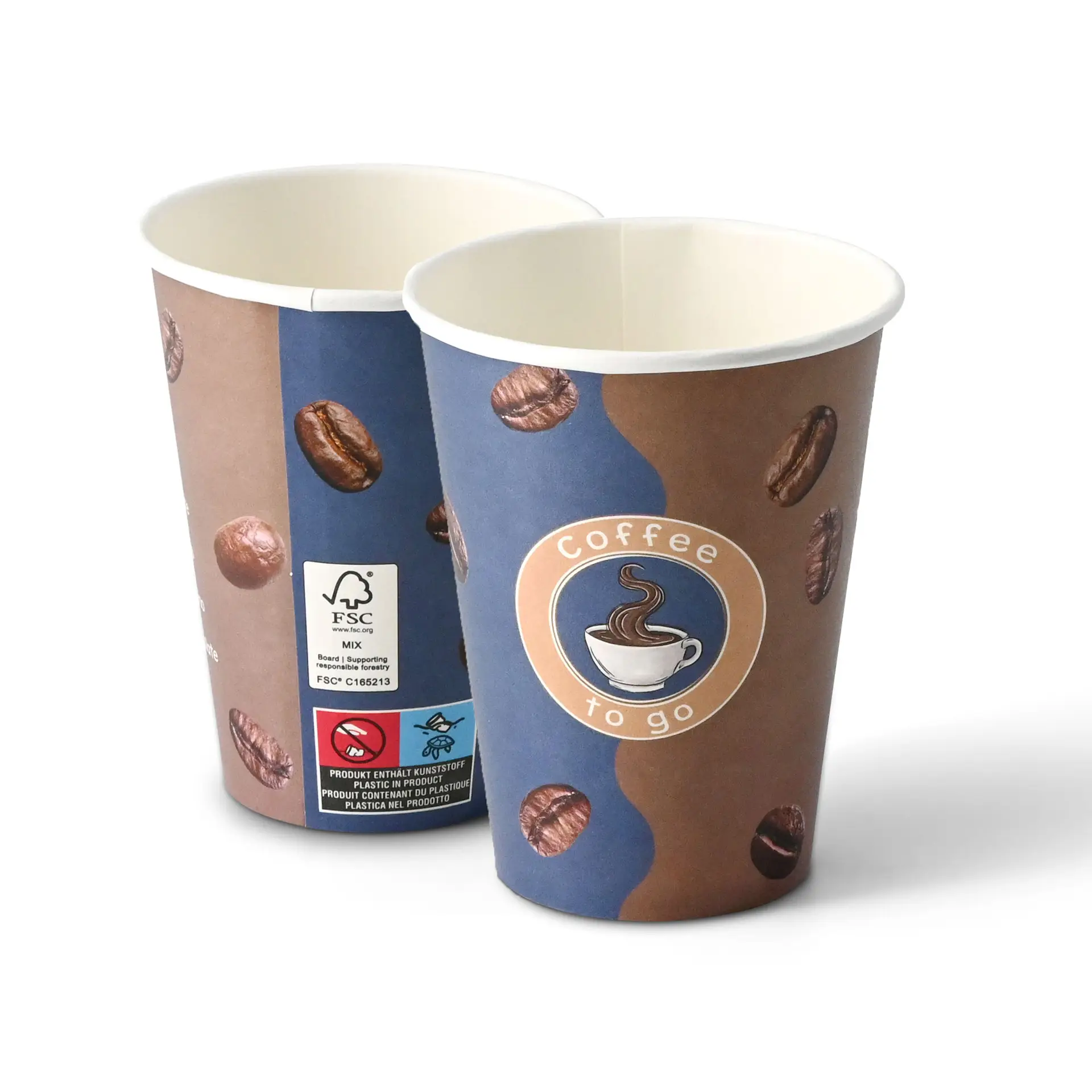 Gobelet en carton imprimé "Café" (revêtu de PE) 30 cl / 12 oz, Ø 90 mm, blanc