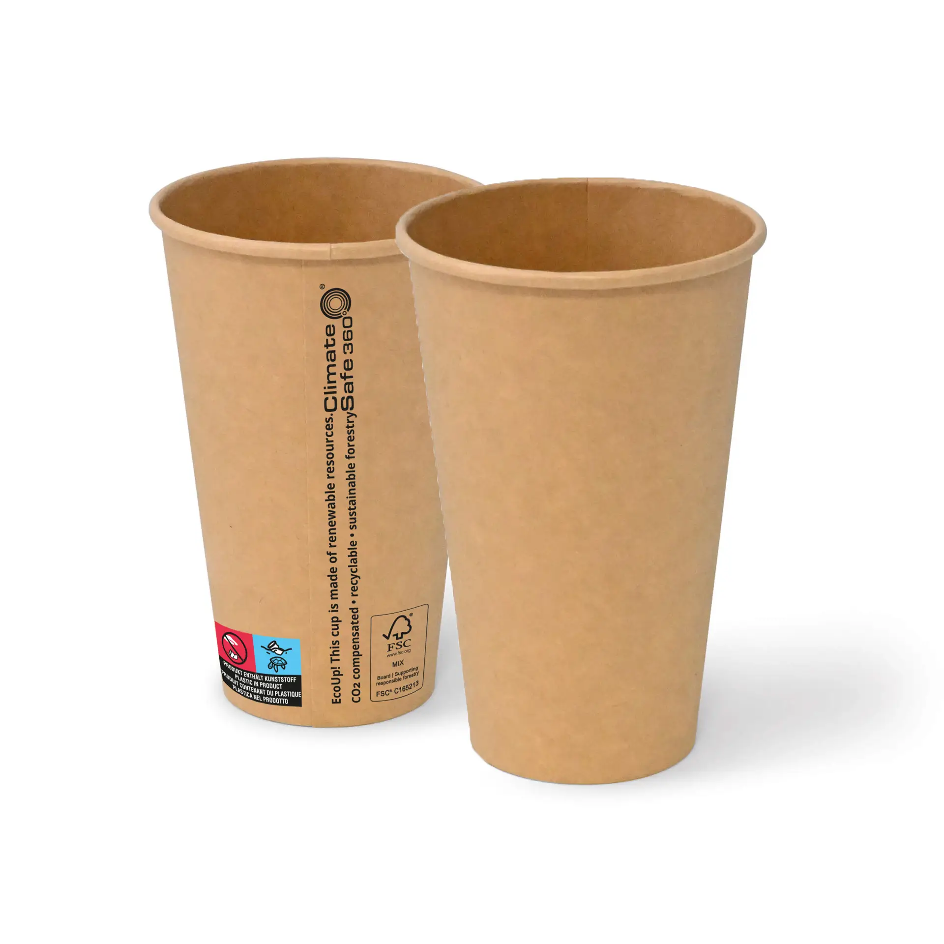 Gobelet en carton (revêtu de PE) 40 cl / 16 oz, Ø 90 mm, brun