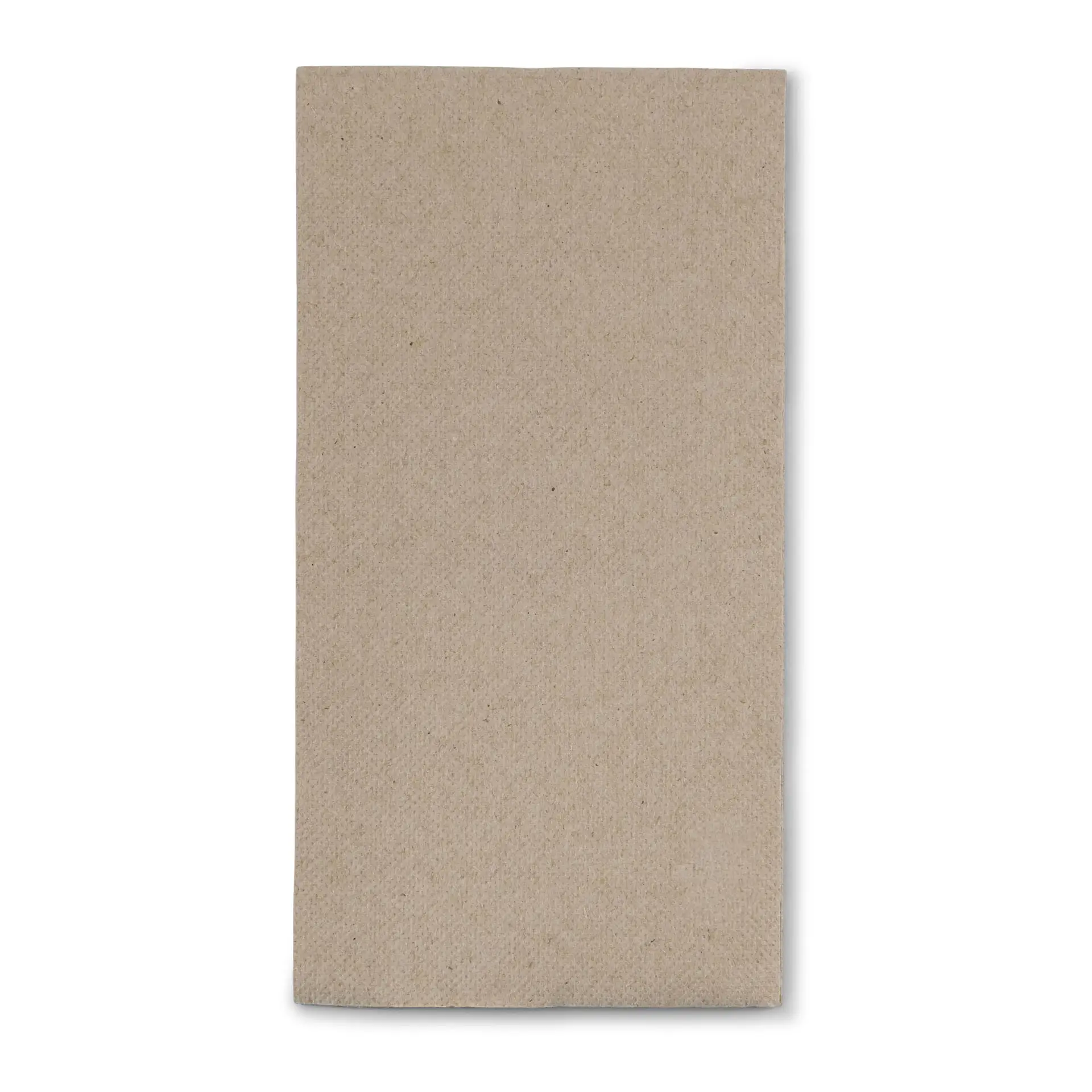 Serviette en papier recyclé non blanchi, rectangulaire, 40 x 40 cm, 2 épaisseurs, avec un symbole indiquant le matériau recyclé.