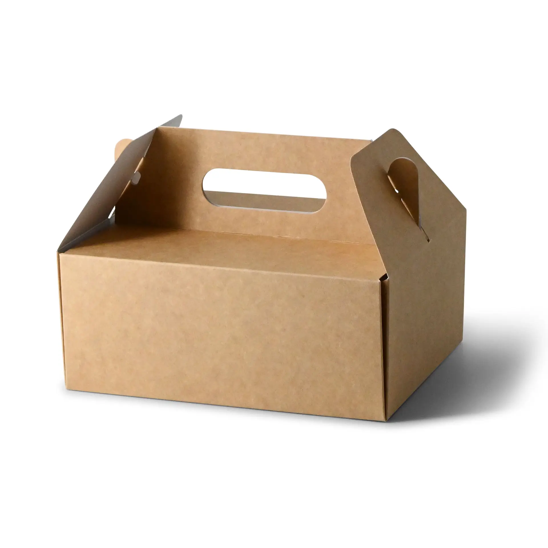 Boîte à gâteaux en carton avec poignée M, 21 x 16 x 9 cm, marron, pliable