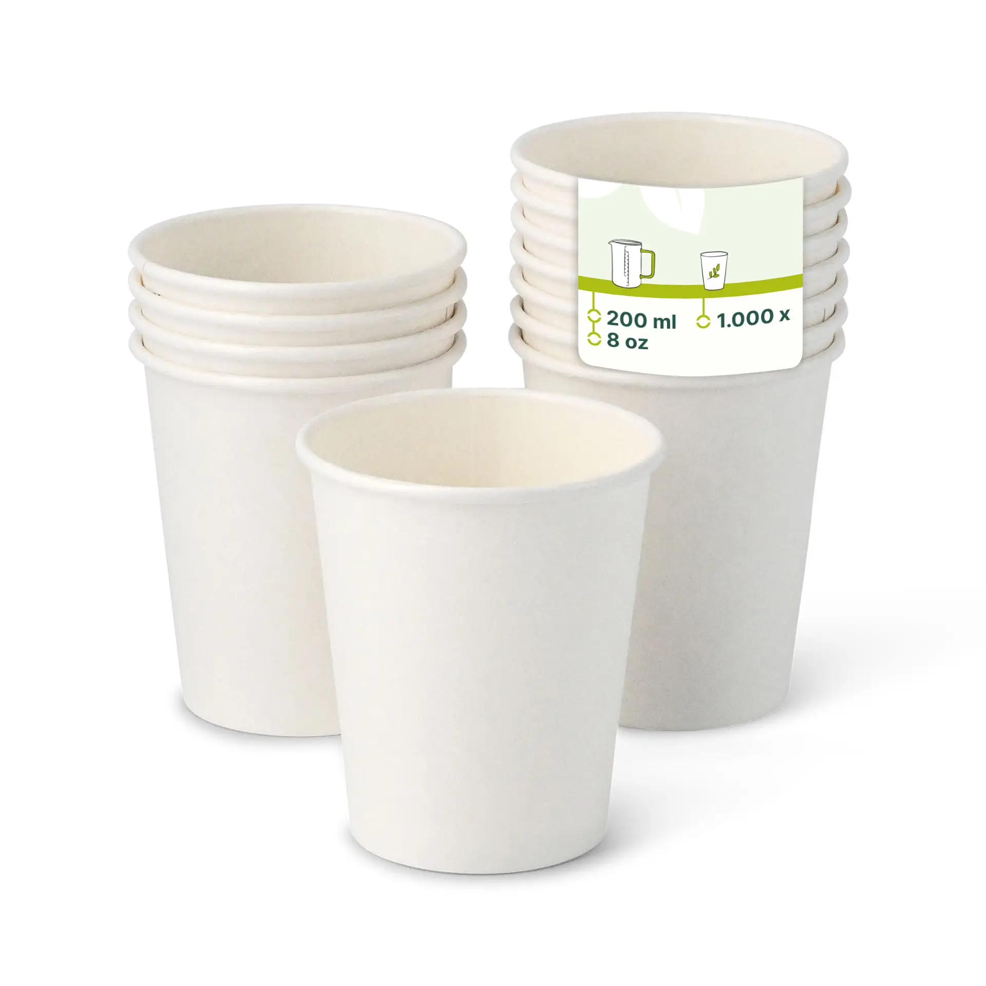 Gobelet en carton blanc, 20 cl / 8 oz, Ø 80 mm dhd04525-pappbecher-200-ml-8-oz-80-mm-weiss