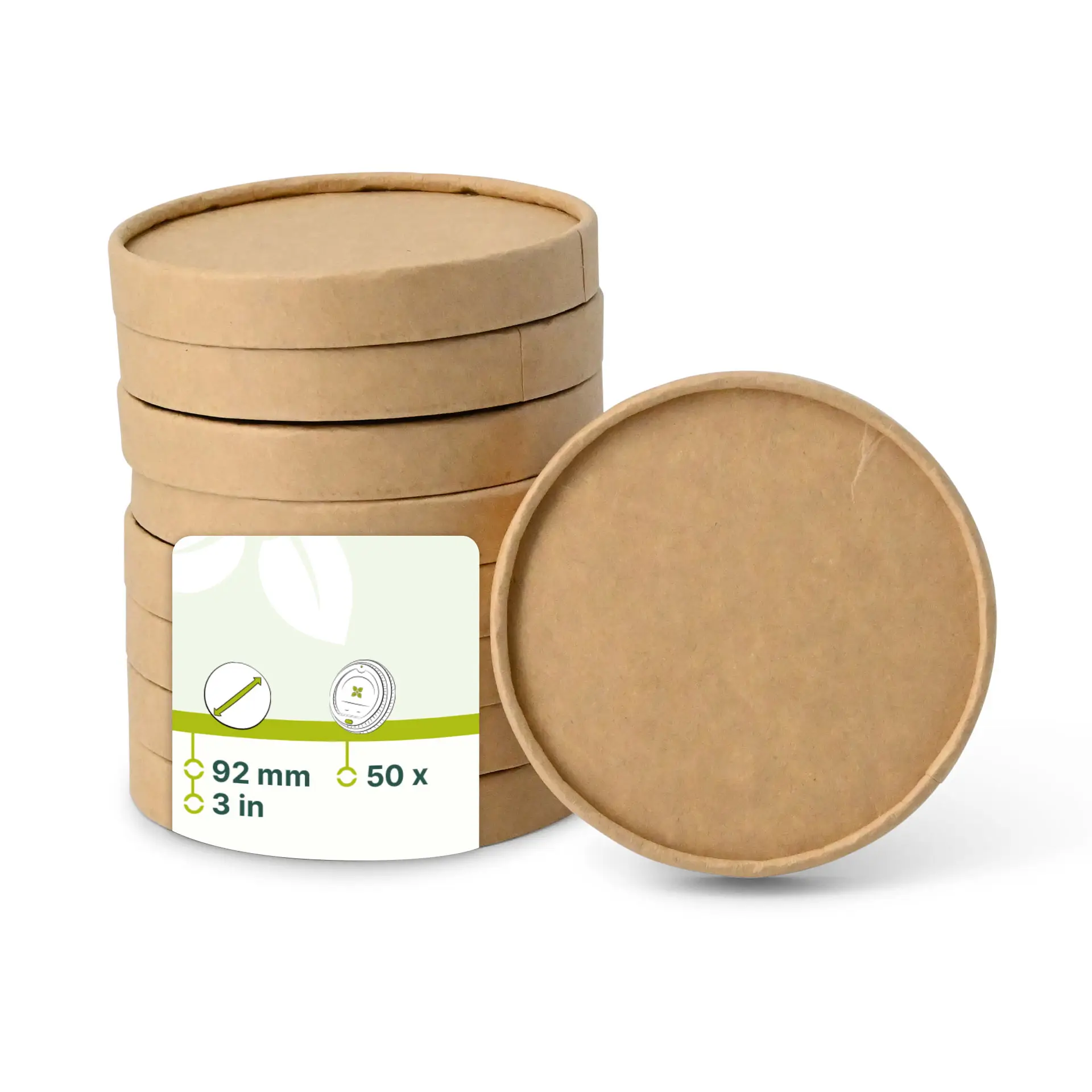 Couvercle en carton Ø 92 mm, brun, rond (pour pot à glace en carton)